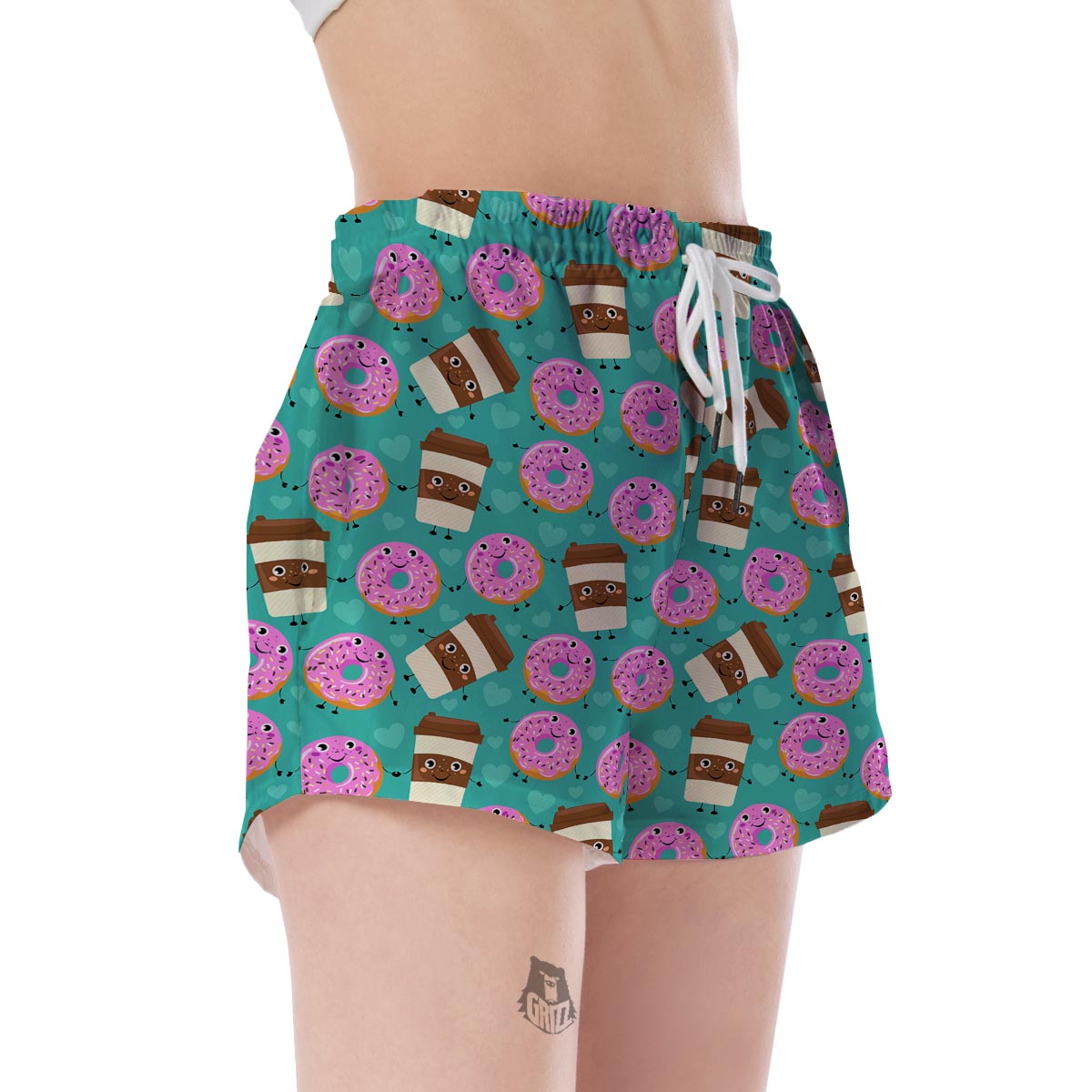 Coffee Donut Pattern Print Women's Shorts-grizzshop