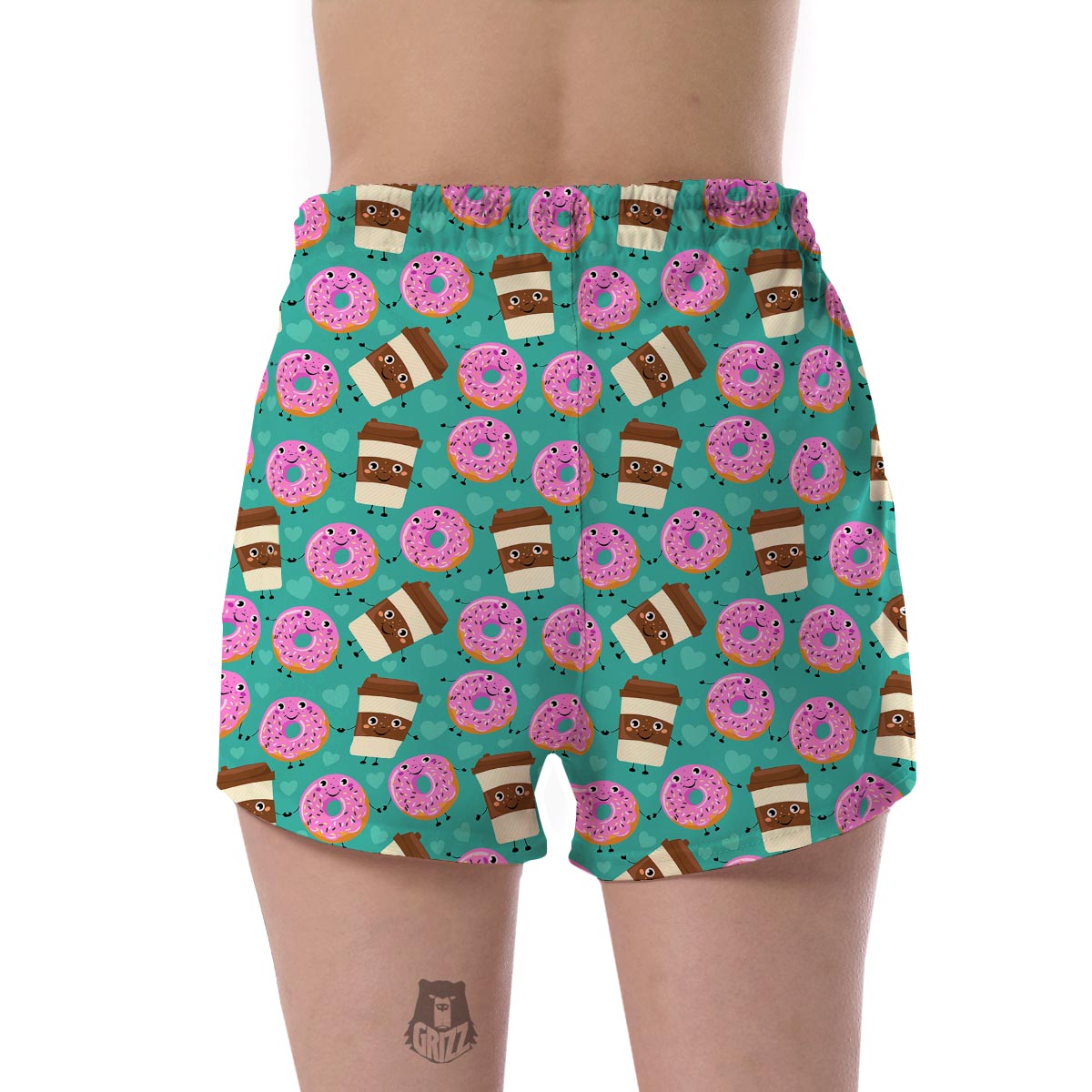 Coffee Donut Pattern Print Women's Shorts-grizzshop