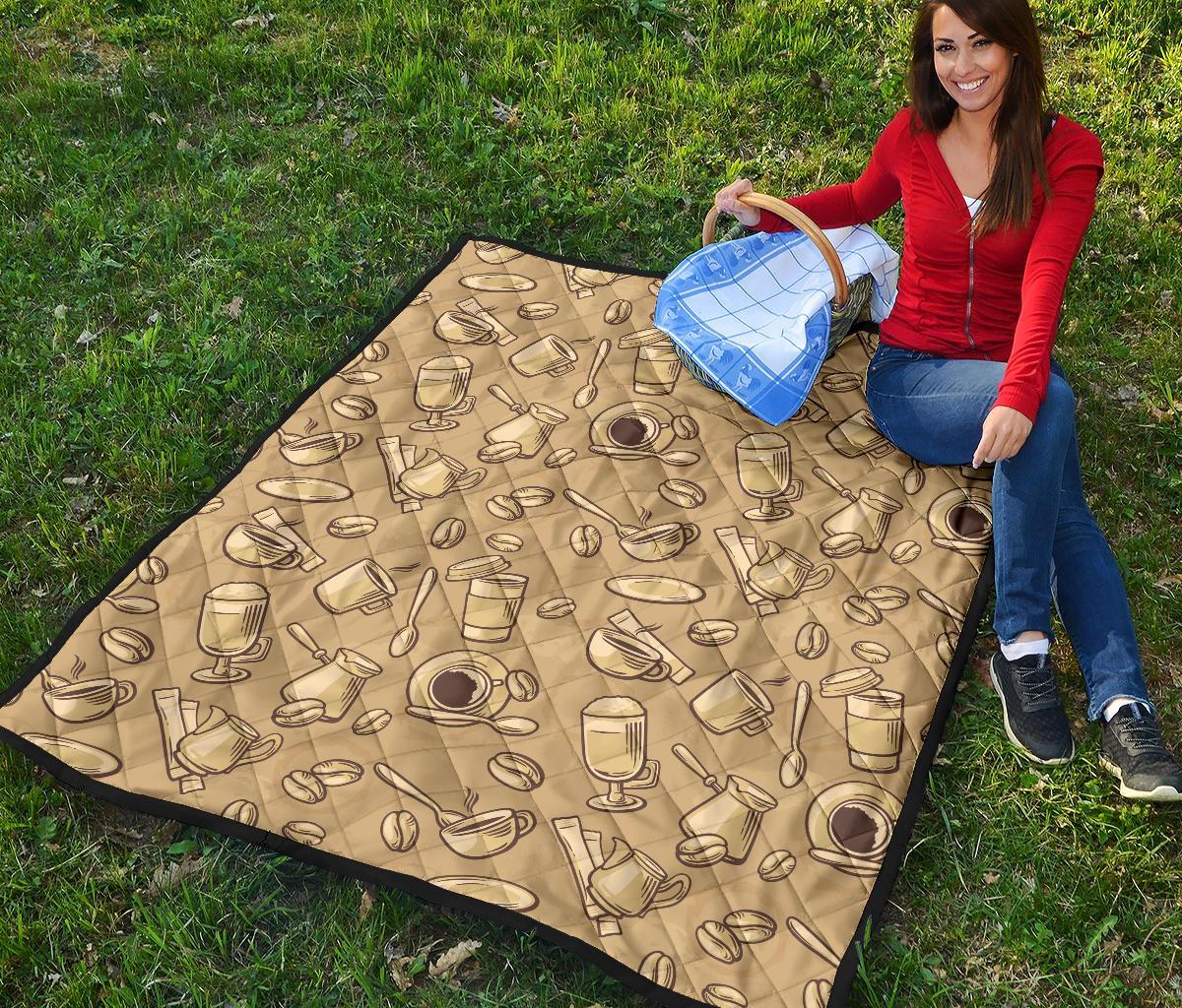 Coffee Pattern Print Quilt-grizzshop