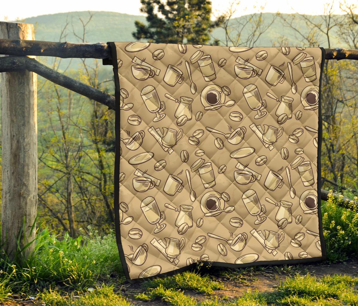 Coffee Pattern Print Quilt-grizzshop