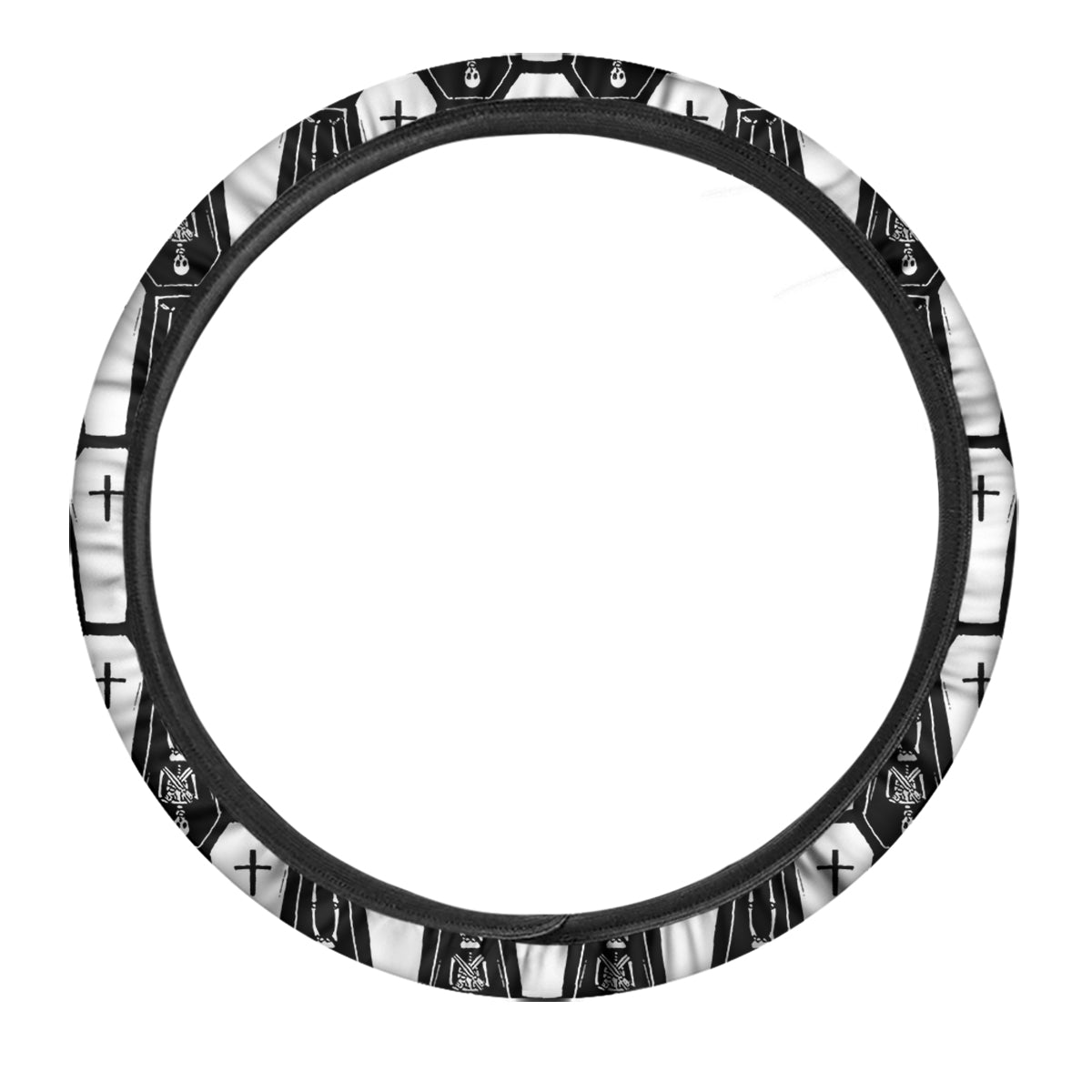 Coffin And Skeleton Print Pattern Car Steering Wheel Cover-grizzshop
