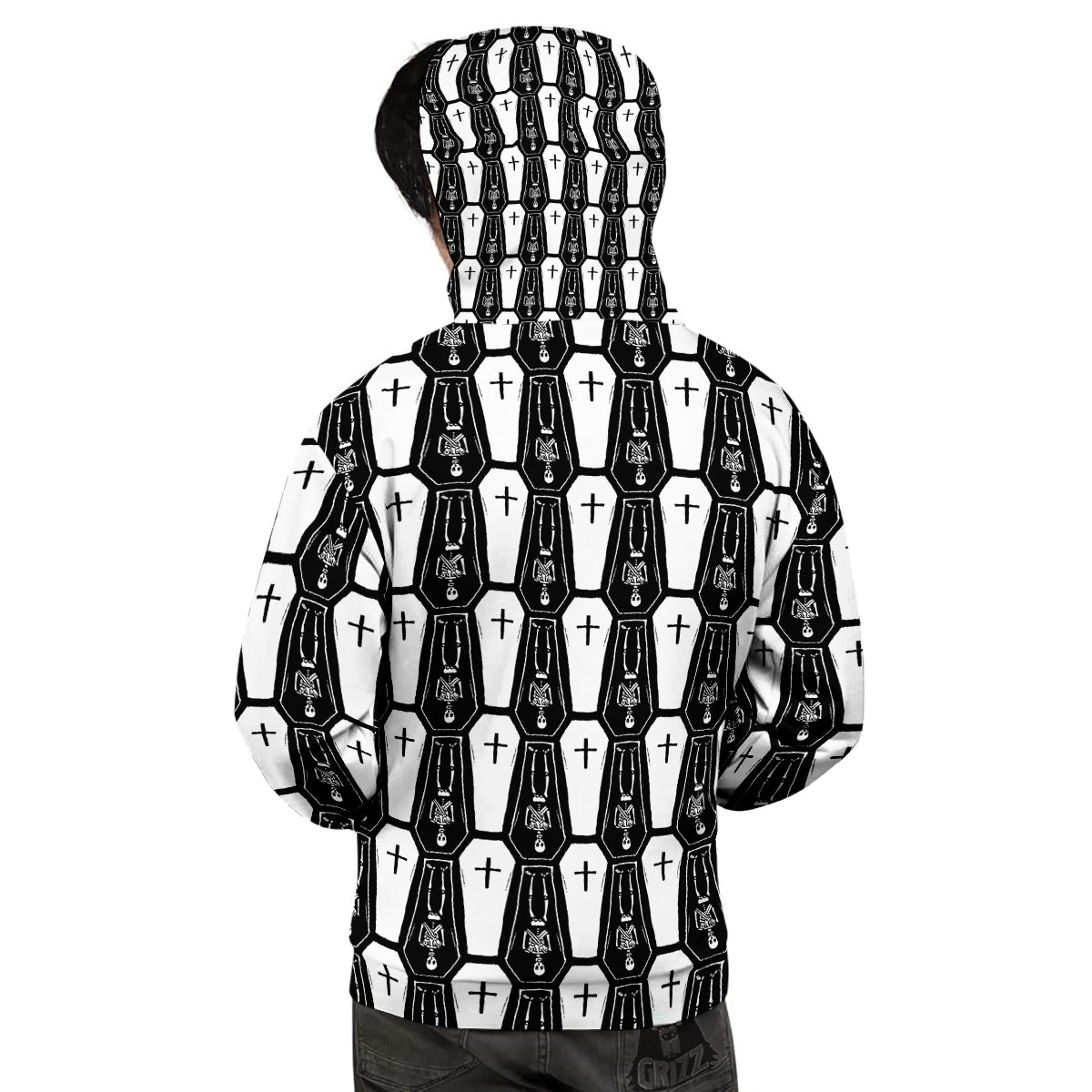 Coffin And Skeleton Print Pattern Men's Hoodie-grizzshop