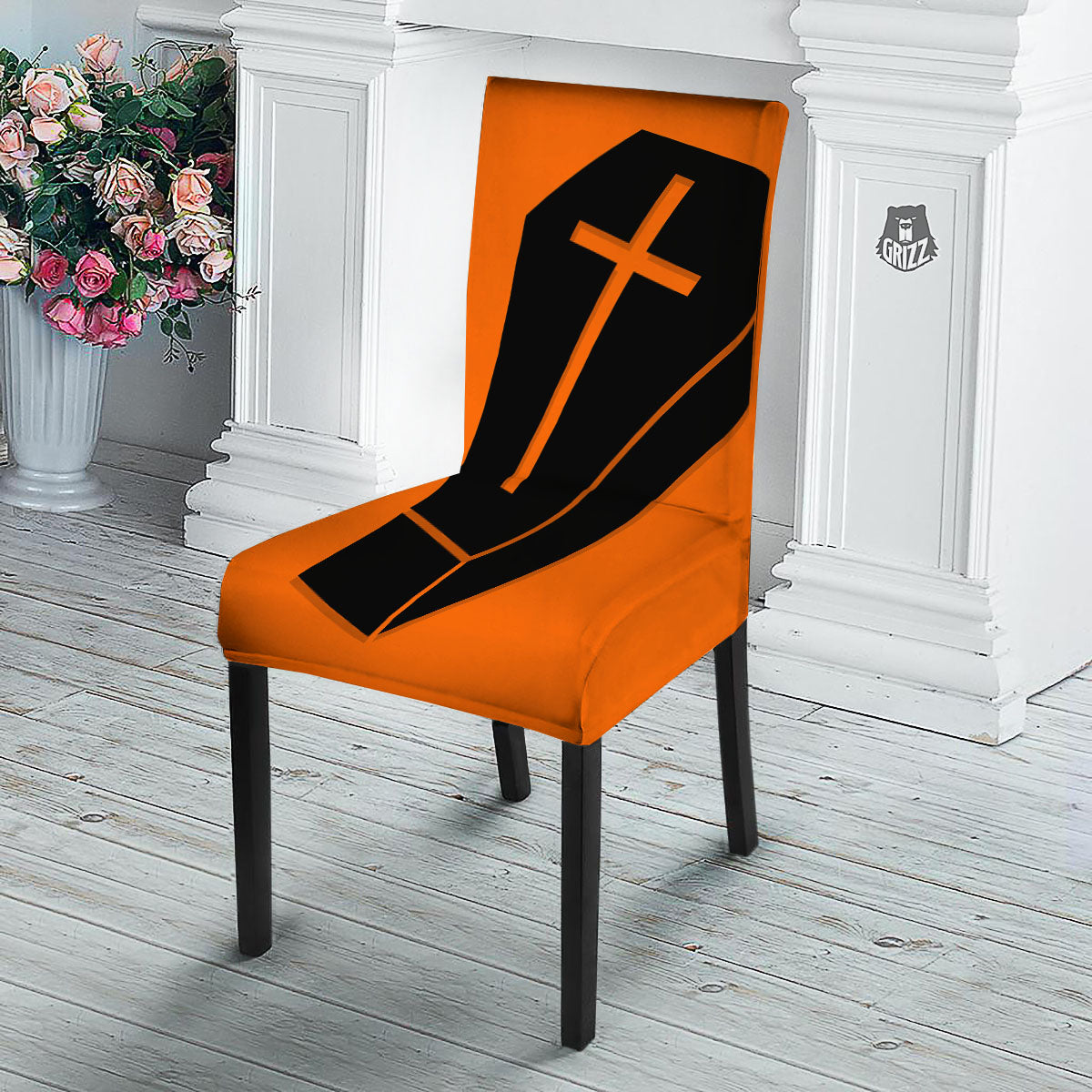 Coffin Halloween Vampire Print Dining Chair Slipcover-grizzshop