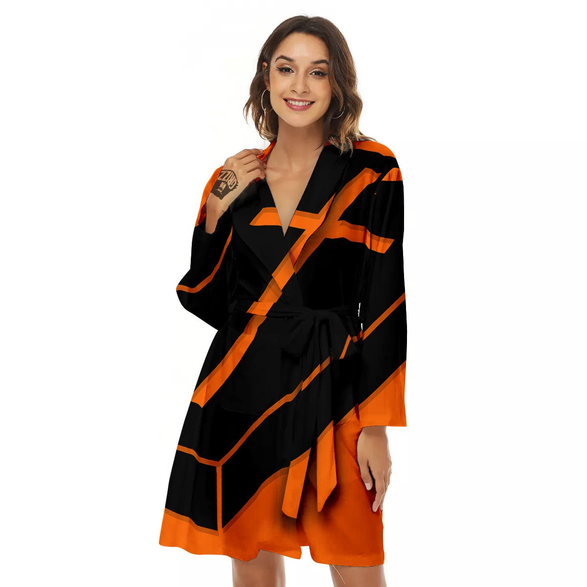 Coffin Halloween Vampire Print Women's Robe-grizzshop
