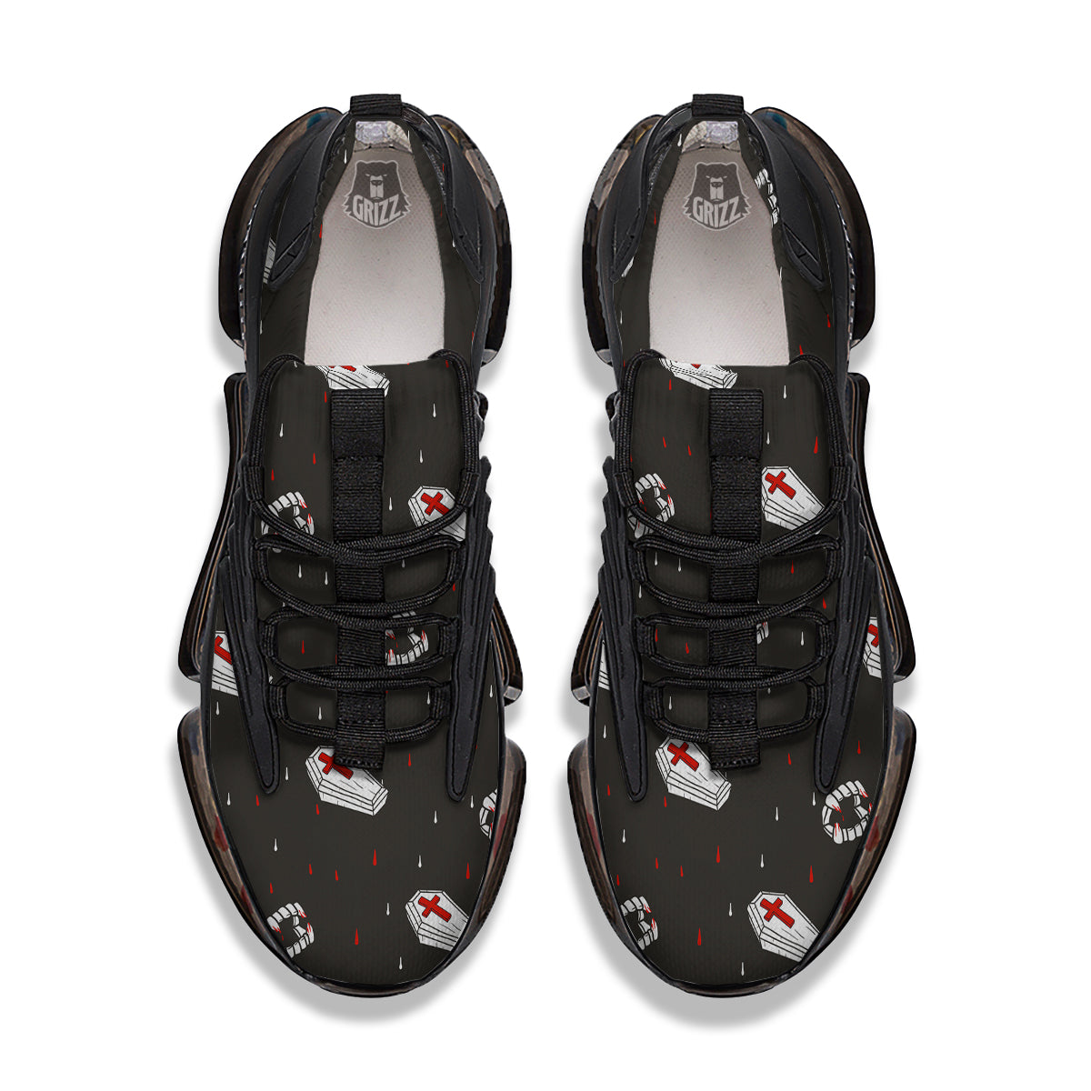 Coffin Vampire Print Pattern Black Gym Shoes-grizzshop