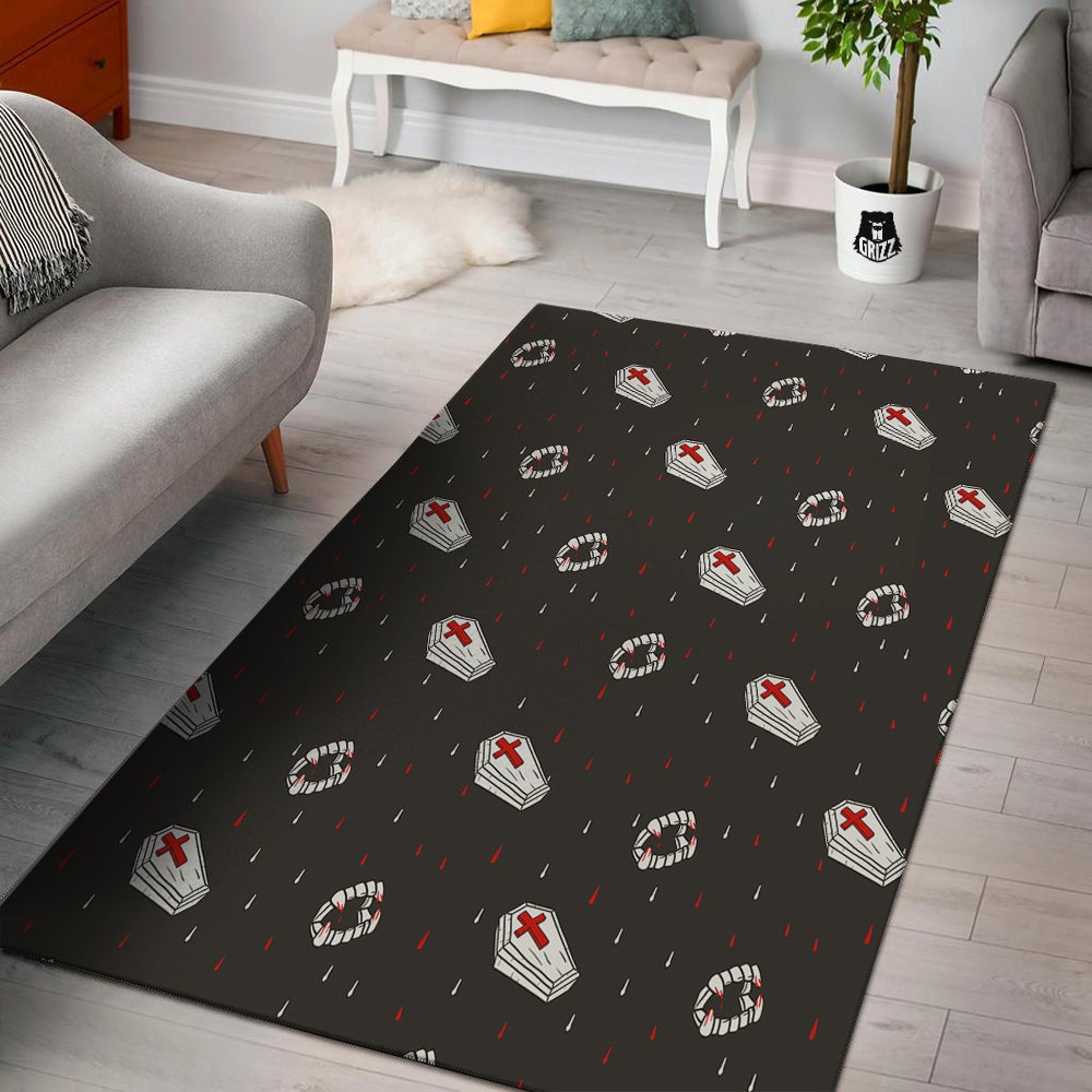 Coffin Vampire Print Pattern Floor Mat-grizzshop