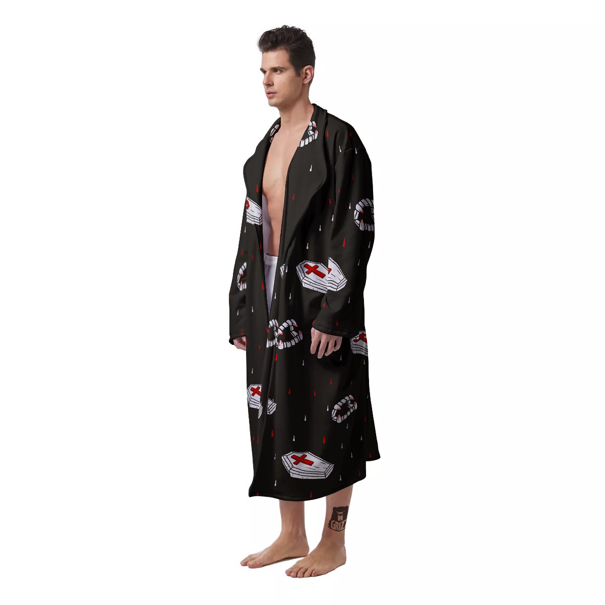 Coffin Vampire Print Pattern Men's Robe-grizzshop