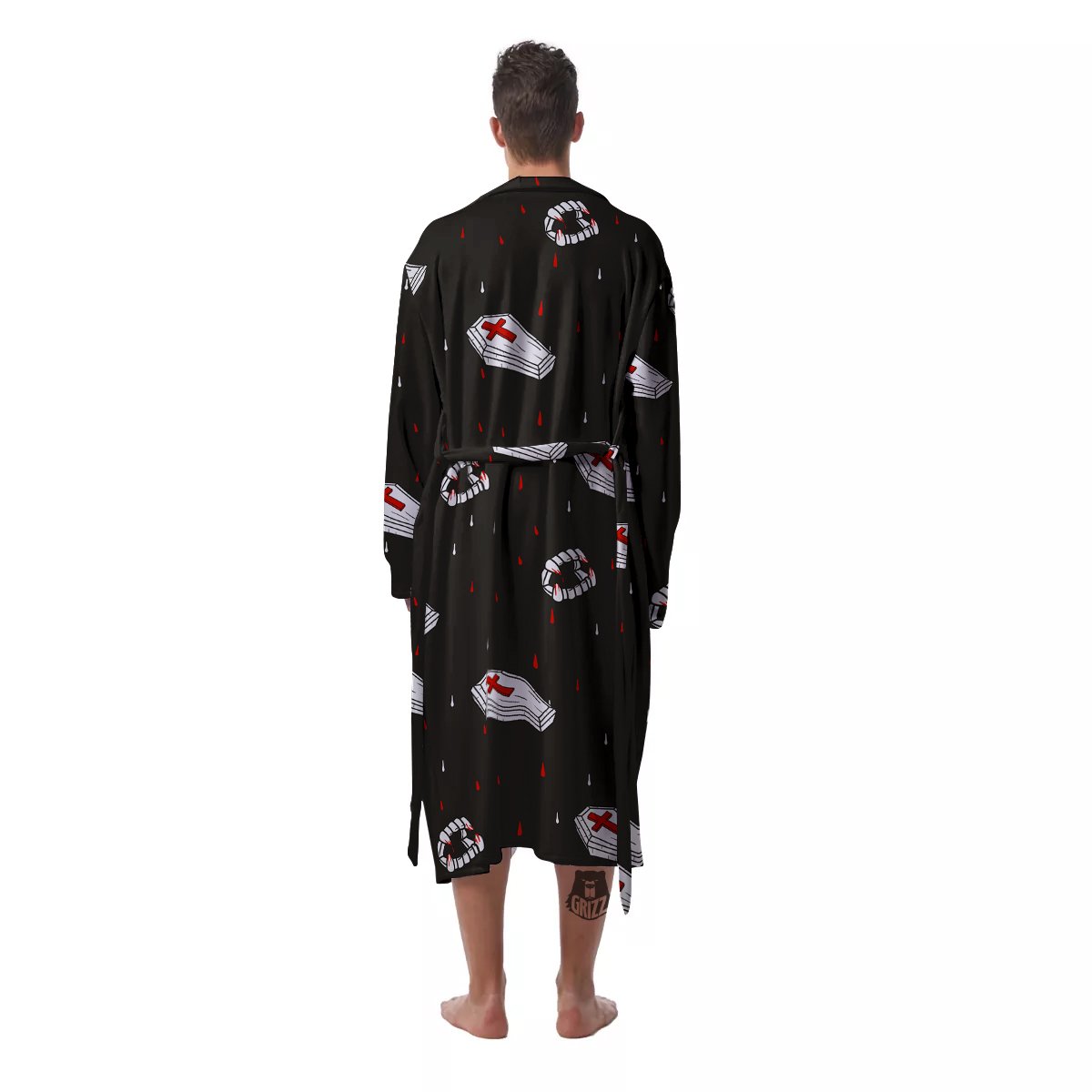 Coffin Vampire Print Pattern Men's Robe-grizzshop