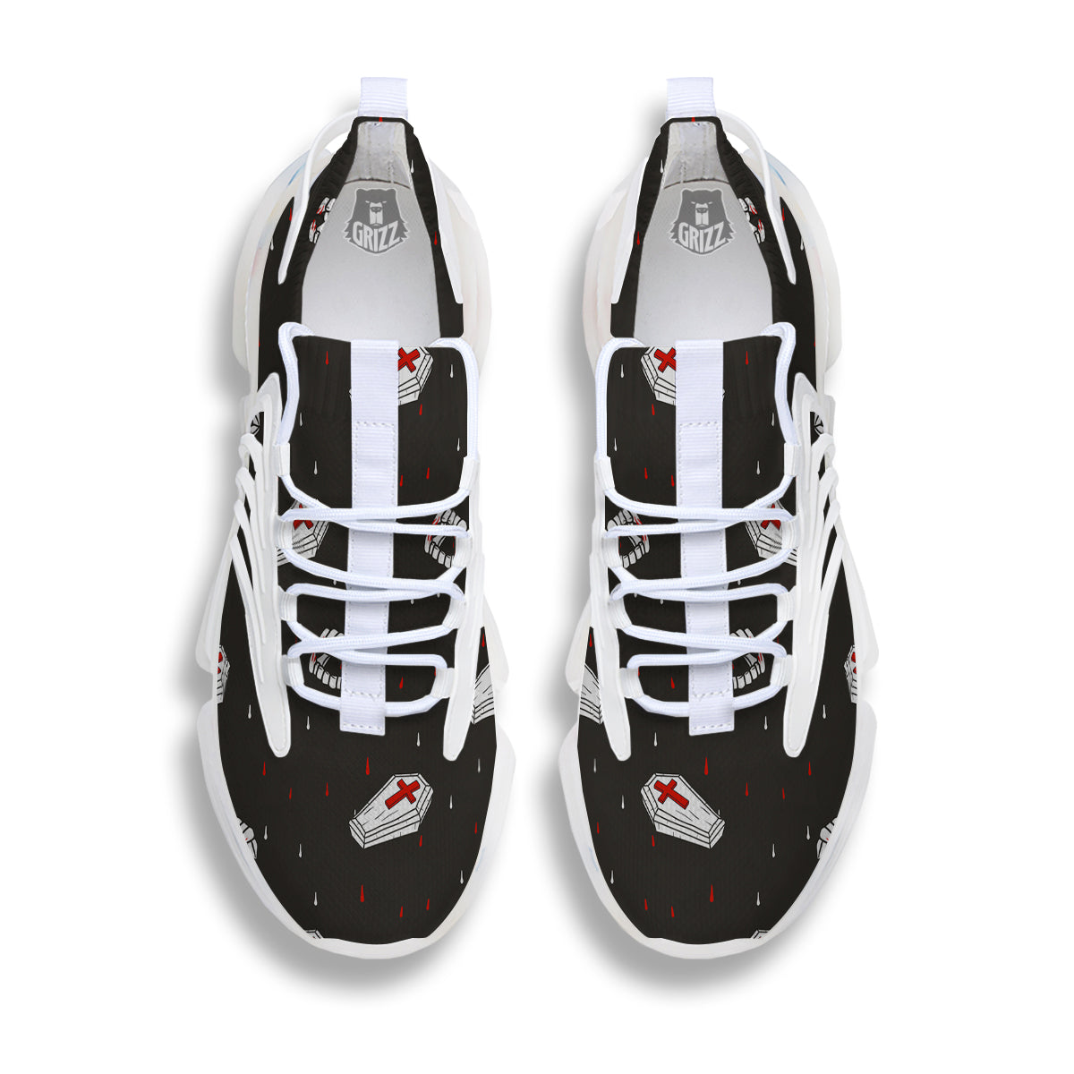 Coffin Vampire Print Pattern White Gym Shoes-grizzshop