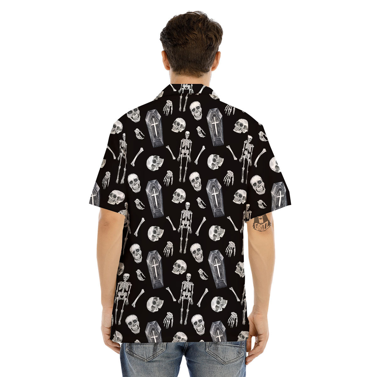 Coffin White And Black Print Pattern Men's Hawaiian Shirt-grizzshop