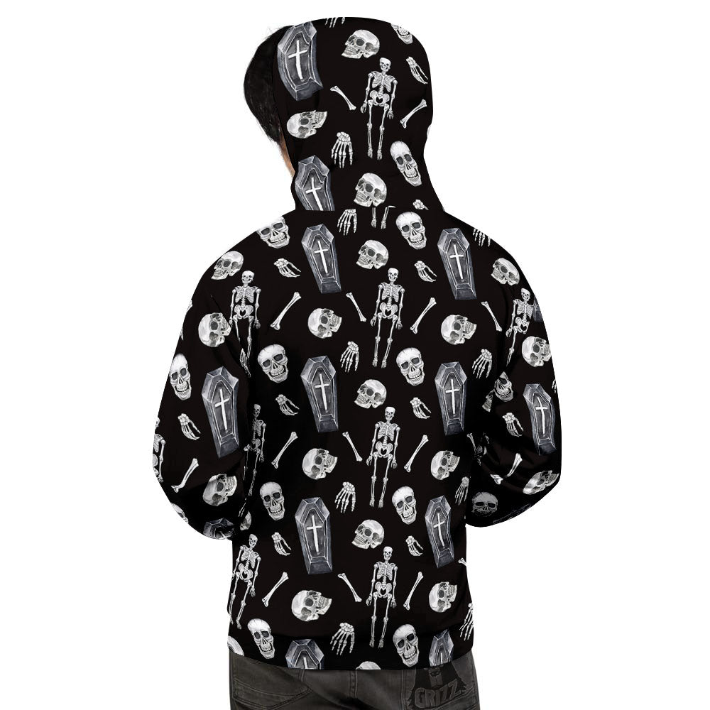 Coffin White And Black Print Pattern Men's Hoodie-grizzshop