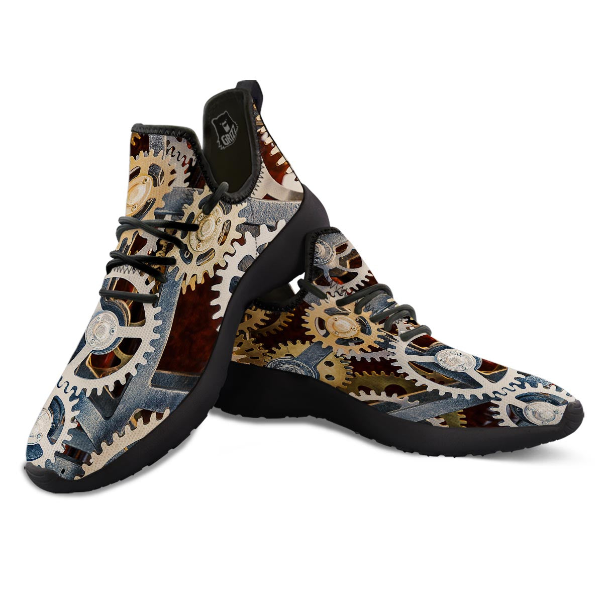 Cogs And Steampunk Gears Print Black Athletic Shoes-grizzshop