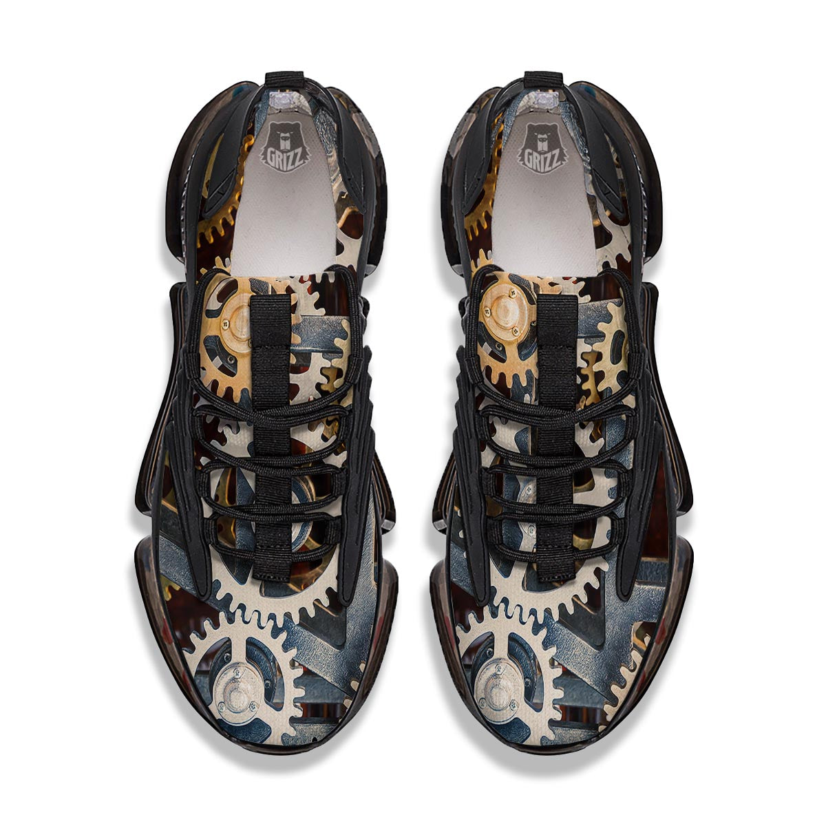 Cogs And Steampunk Gears Print Black Gym Shoes-grizzshop
