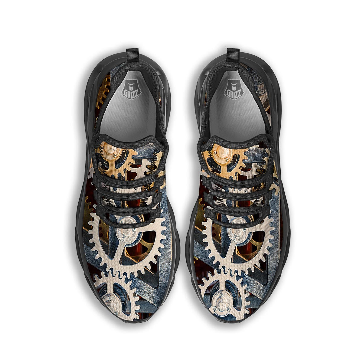 Cogs And Steampunk Gears Print Black Running Shoes-grizzshop
