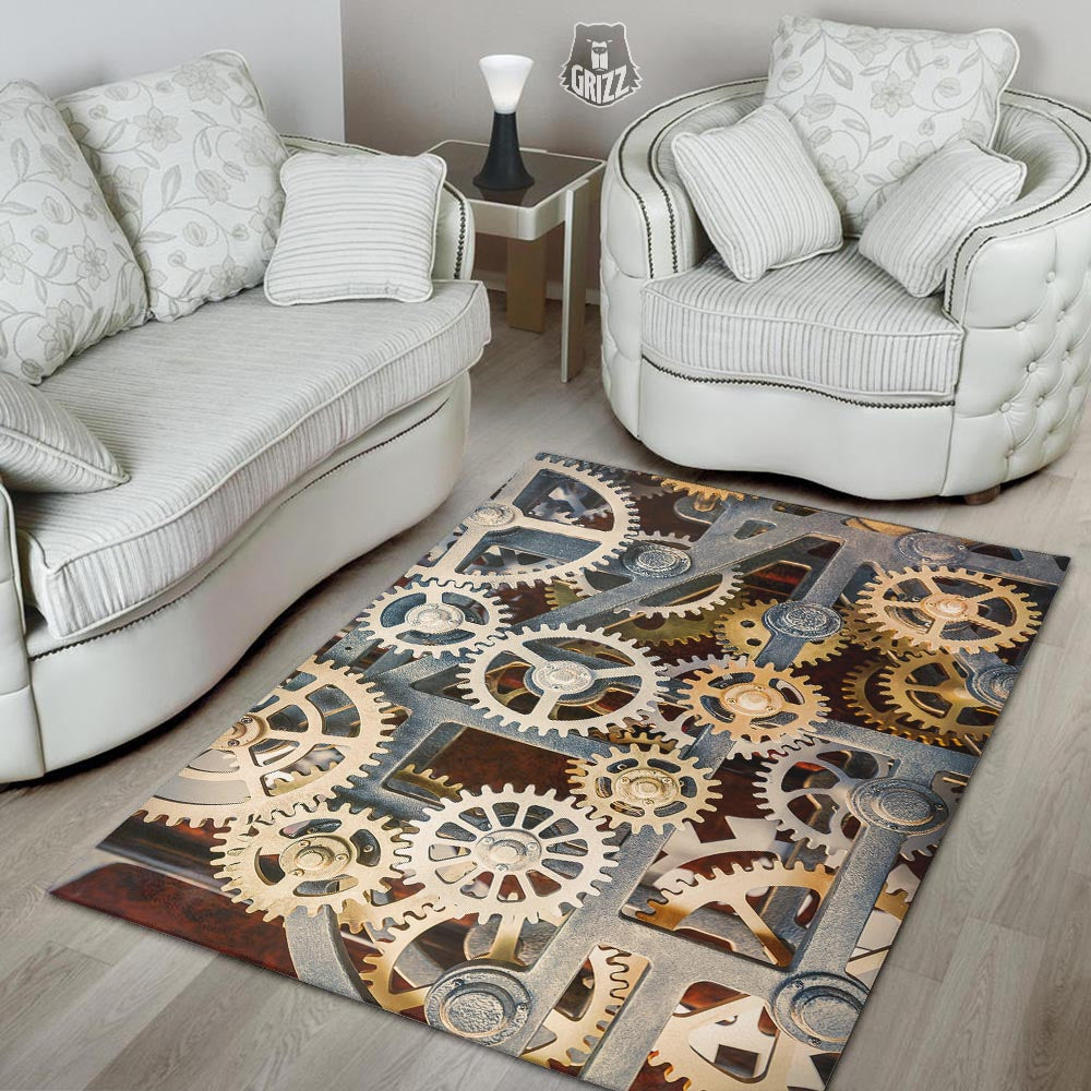 Cogs And Steampunk Gears Print Floor Mat-grizzshop