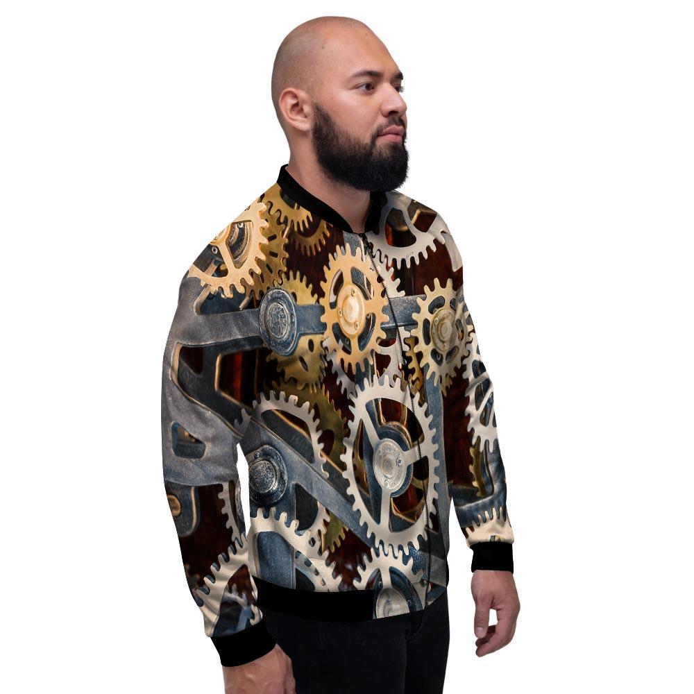 Cogs And Steampunk Gears Print Men's Bomber Jacket-grizzshop