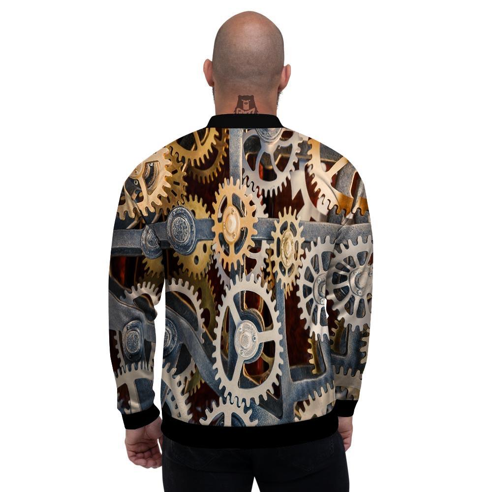 Cogs And Steampunk Gears Print Men's Bomber Jacket-grizzshop