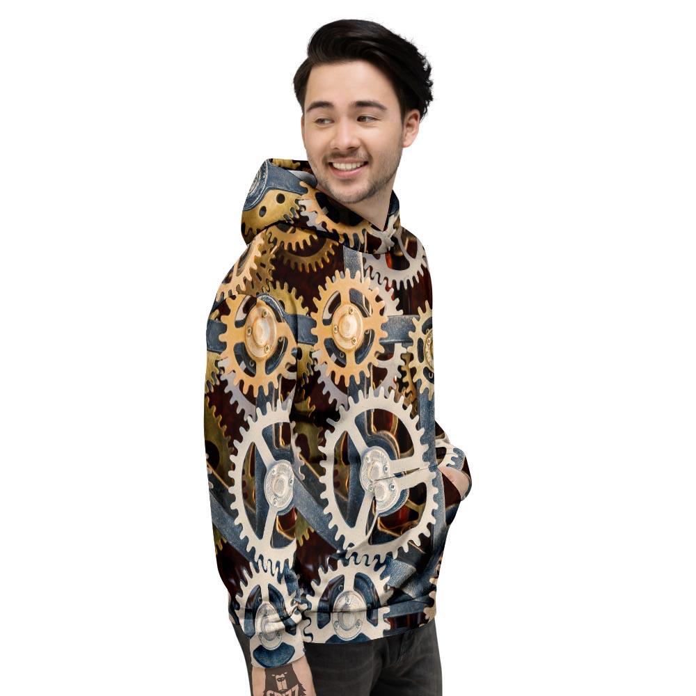Cogs And Steampunk Gears Print Men's Hoodie-grizzshop
