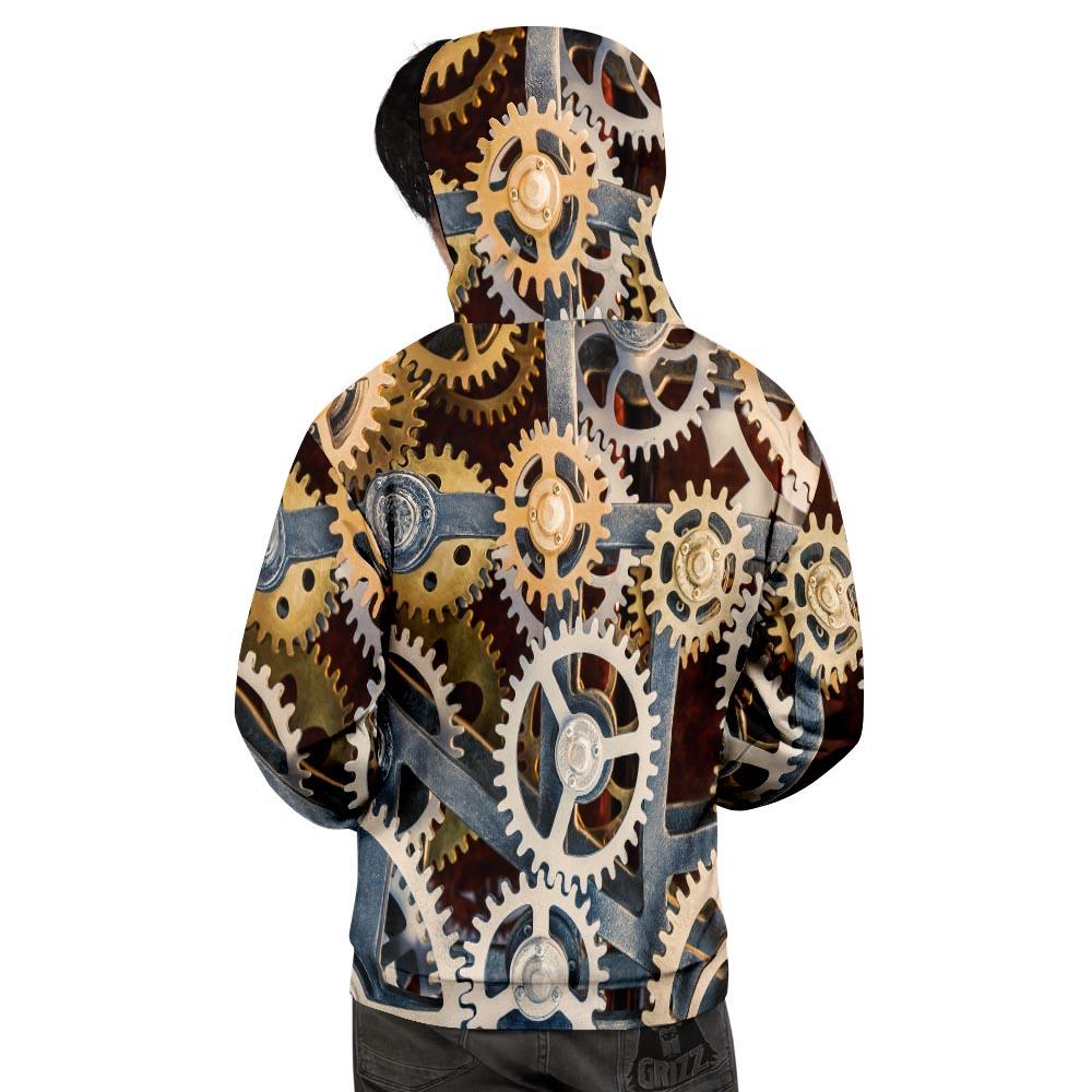 Cogs And Steampunk Gears Print Men's Hoodie-grizzshop