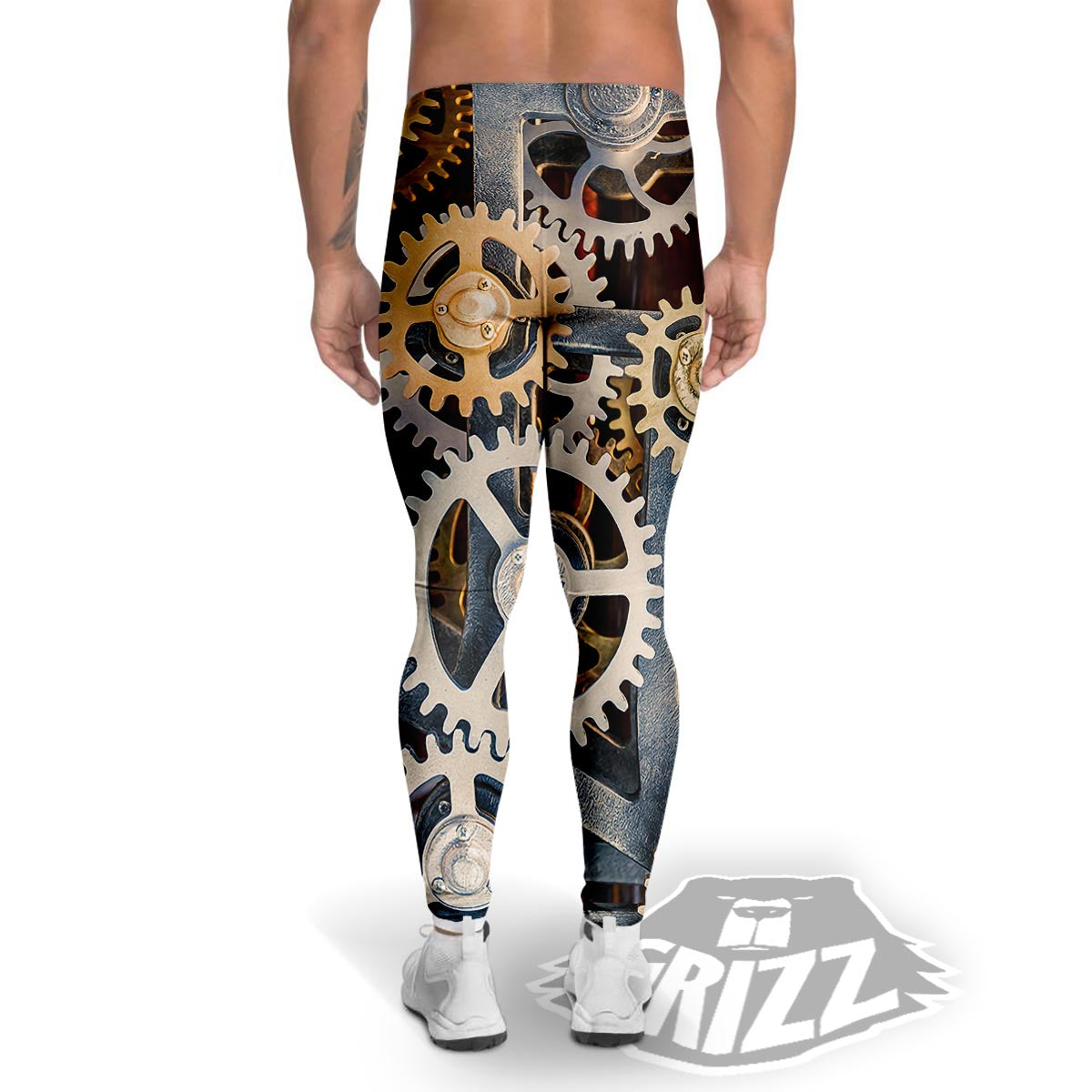 Cogs And Steampunk Gears Print Men's Leggings-grizzshop
