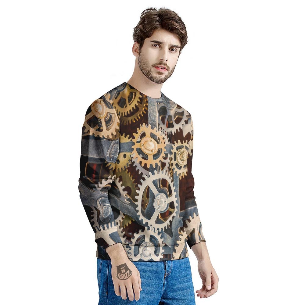 Cogs And Steampunk Gears Print Men's Sweatshirt-grizzshop