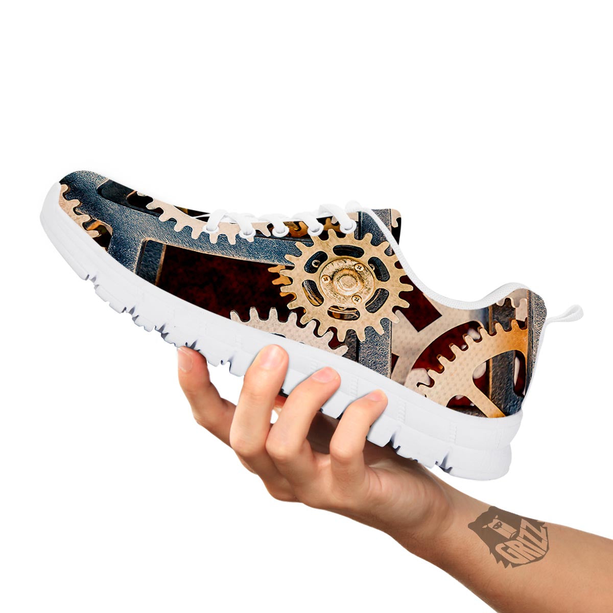 Cogs And Steampunk Gears Print White Sneaker-grizzshop
