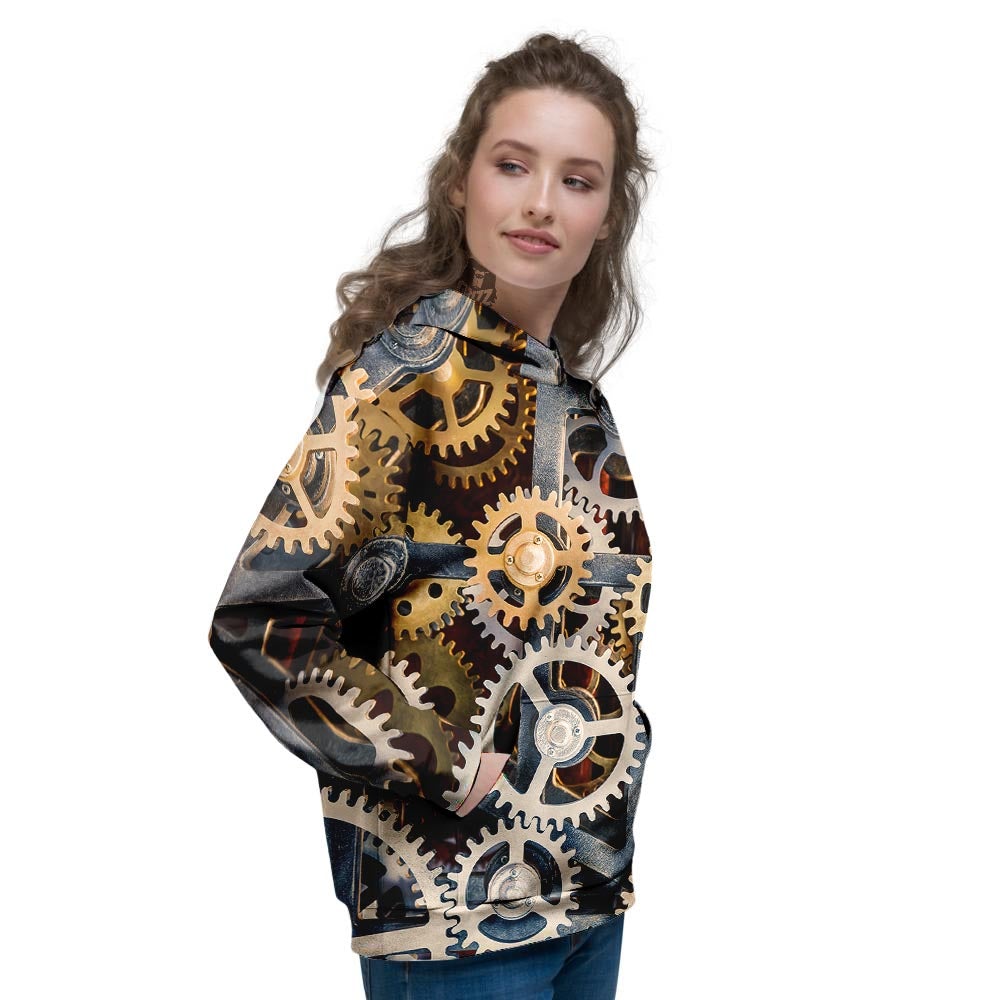 Cogs And Steampunk Gears Print Women's Hoodie-grizzshop