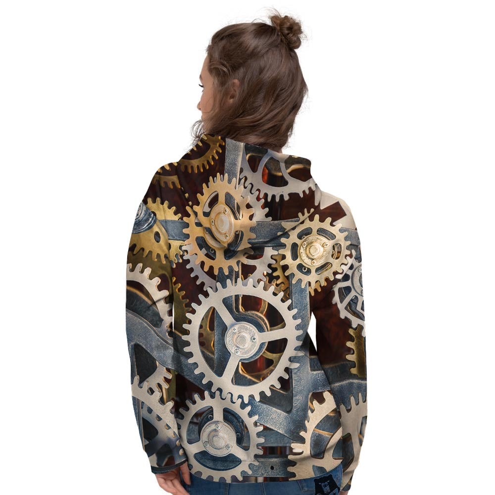 Cogs And Steampunk Gears Print Women's Hoodie-grizzshop
