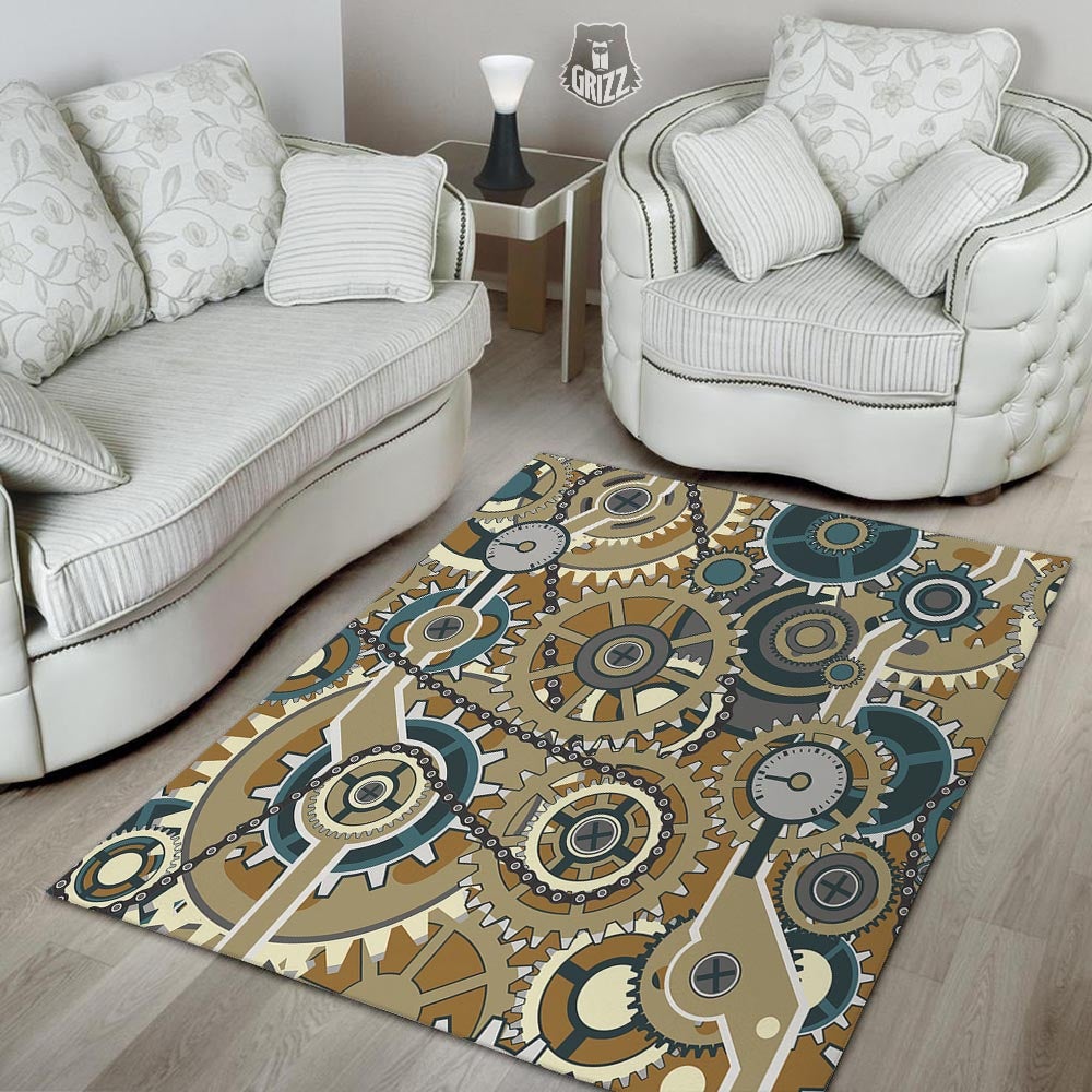 Cogwheels Steampunk Print Floor Mat-grizzshop