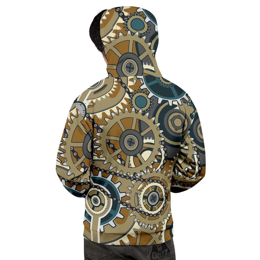 Cogwheels Steampunk Print Men's Hoodie-grizzshop