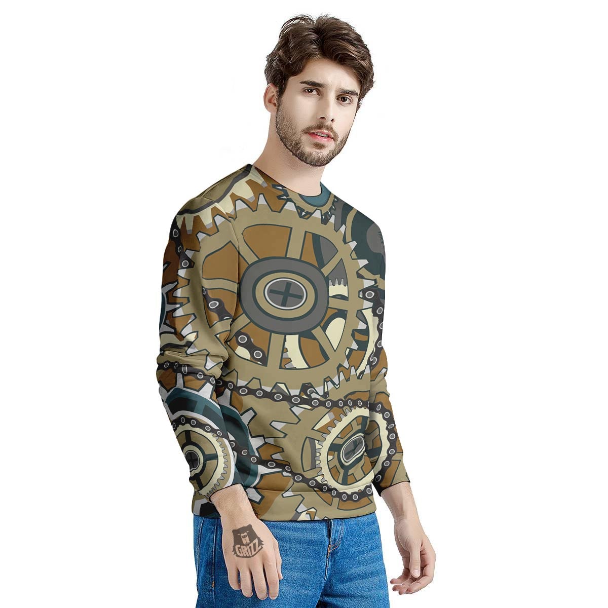 Cogwheels Steampunk Print Men's Sweatshirt-grizzshop
