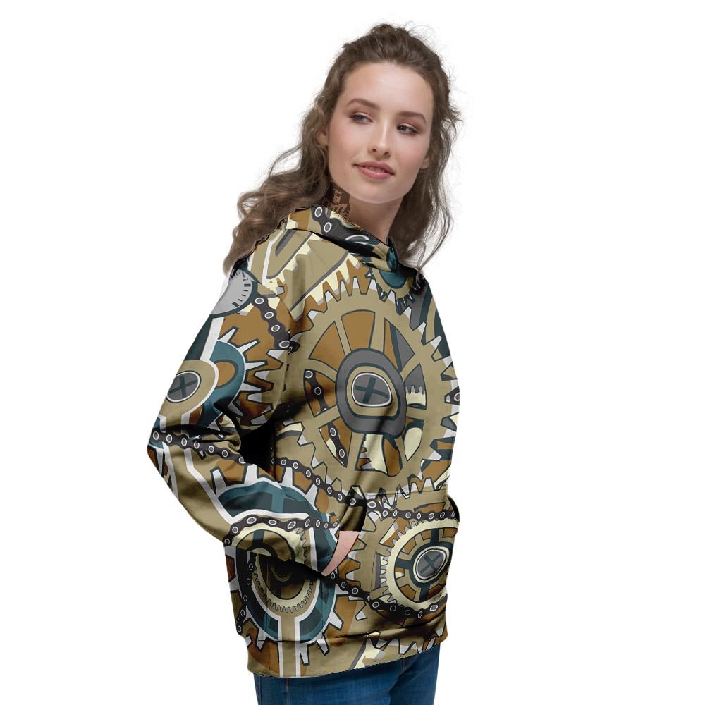 Cogwheels Steampunk Print Women's Hoodie-grizzshop