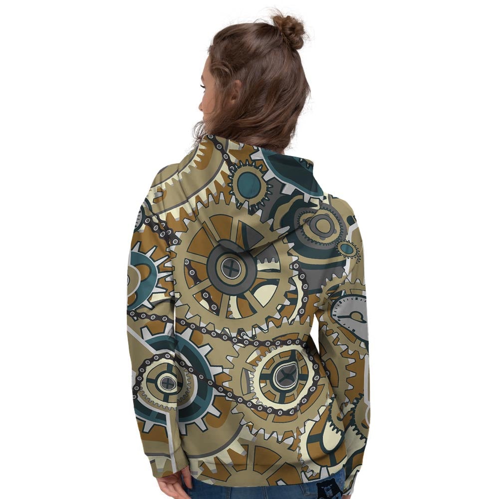Cogwheels Steampunk Print Women's Hoodie-grizzshop