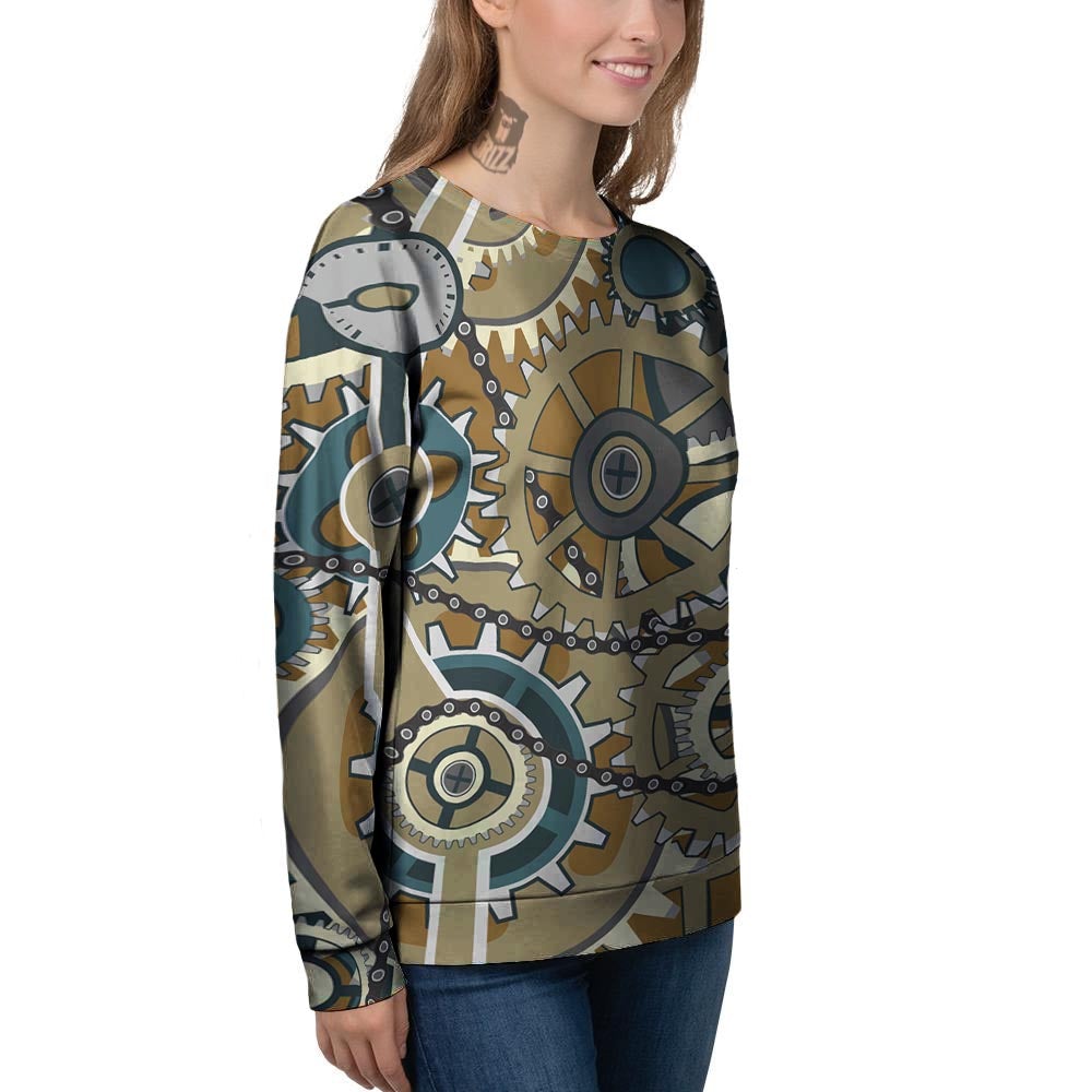 Cogwheels Steampunk Print Women's Sweatshirt-grizzshop