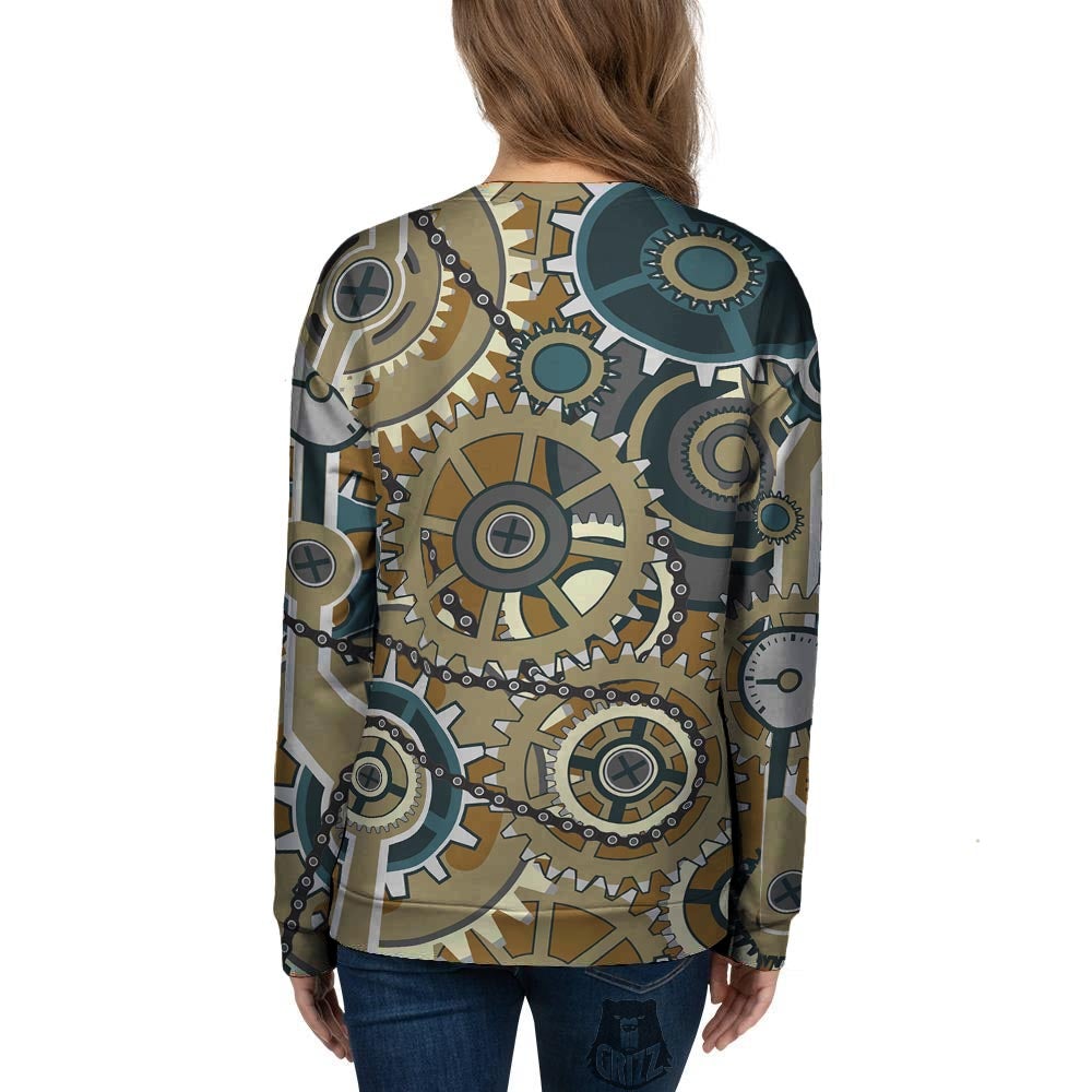 Cogwheels Steampunk Print Women's Sweatshirt-grizzshop