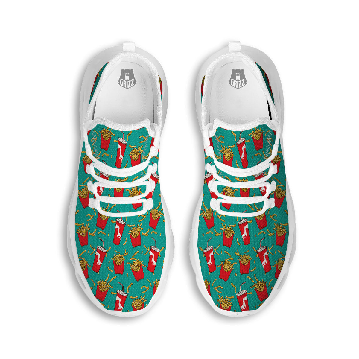 Cola And French Fries Print Pattern White Running Shoes-grizzshop
