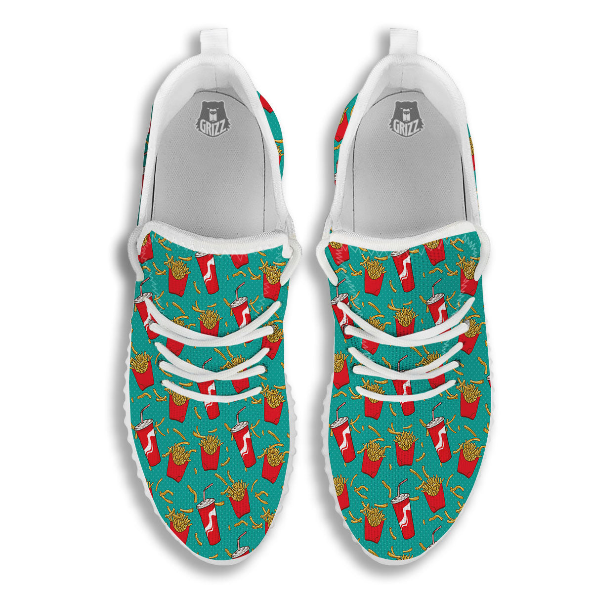 Cola And French Fries Print Pattern White Walking Shoes-grizzshop