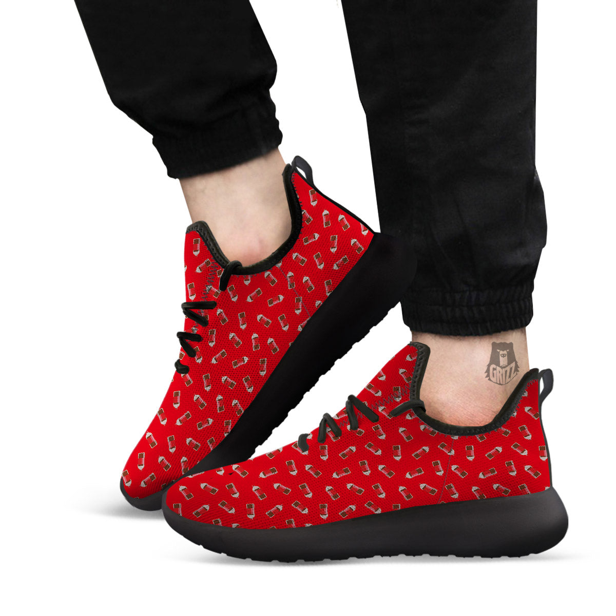 Cola Bottle Print Pattern Black Athletic Shoes-grizzshop