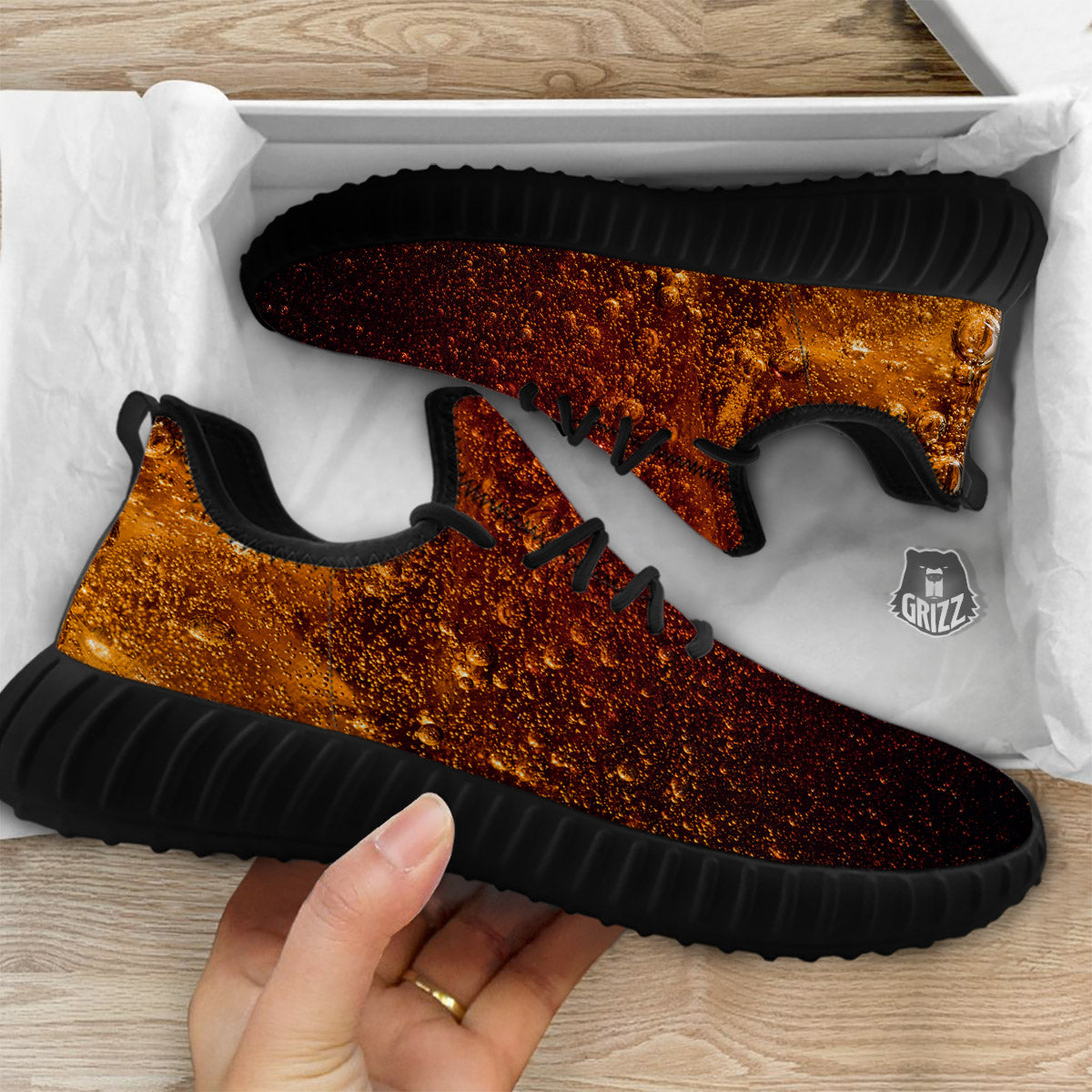 Cola Print Black Walking Shoes-grizzshop