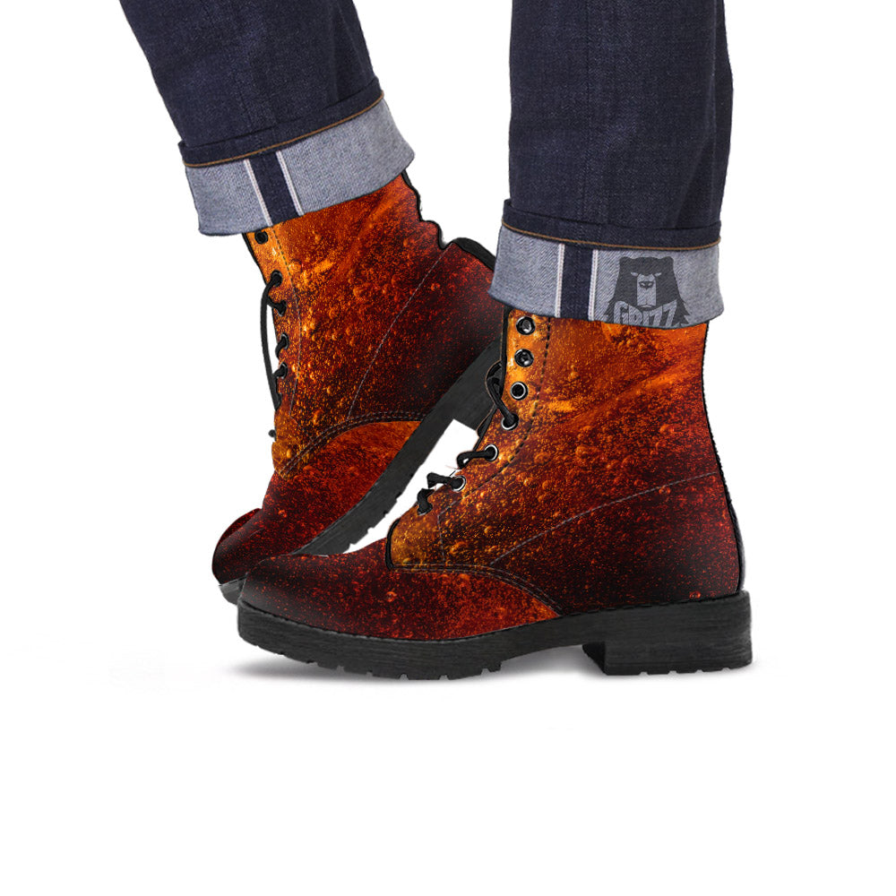 Cola Print Leather Boots-grizzshop