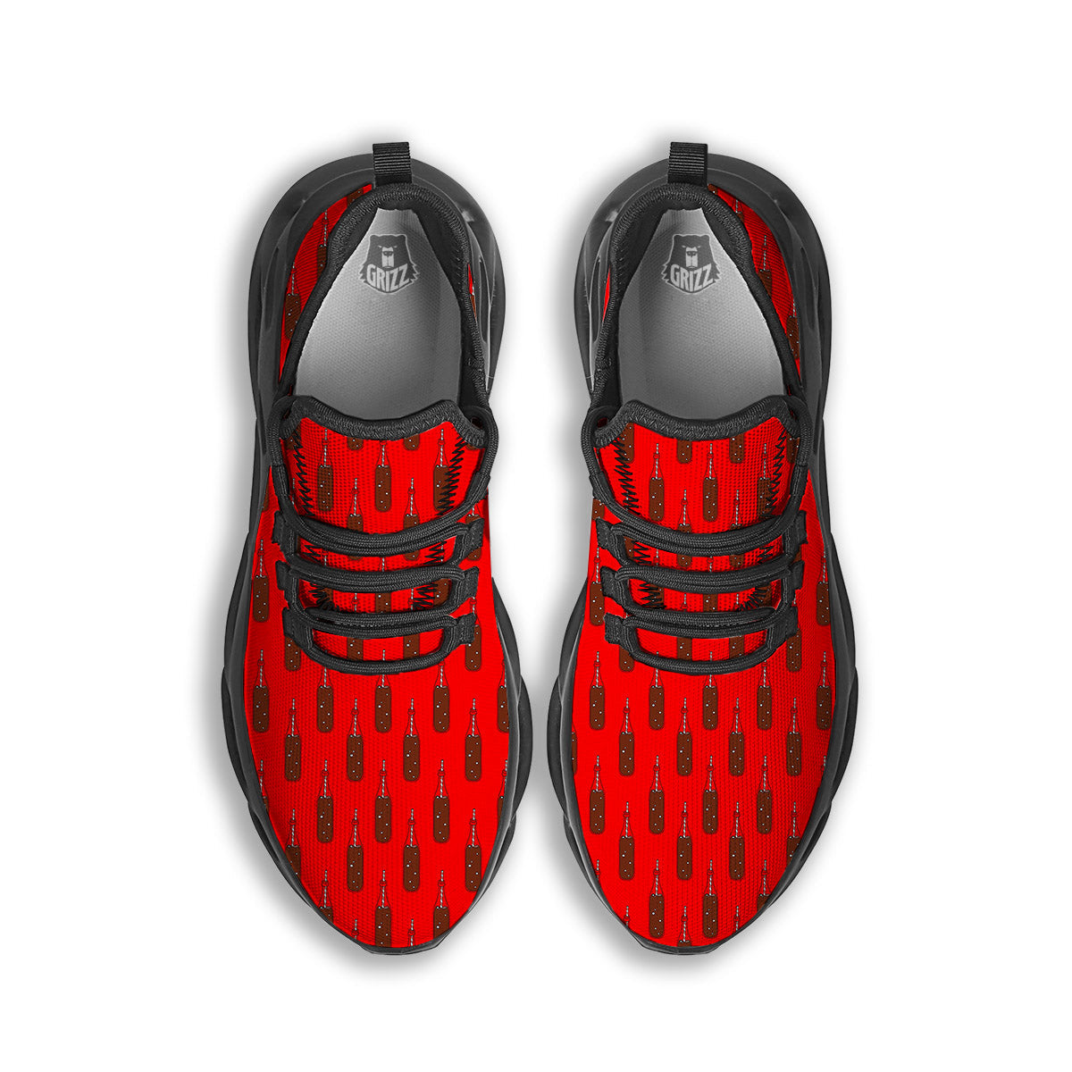 Cola Print Pattern Black Running Shoes-grizzshop