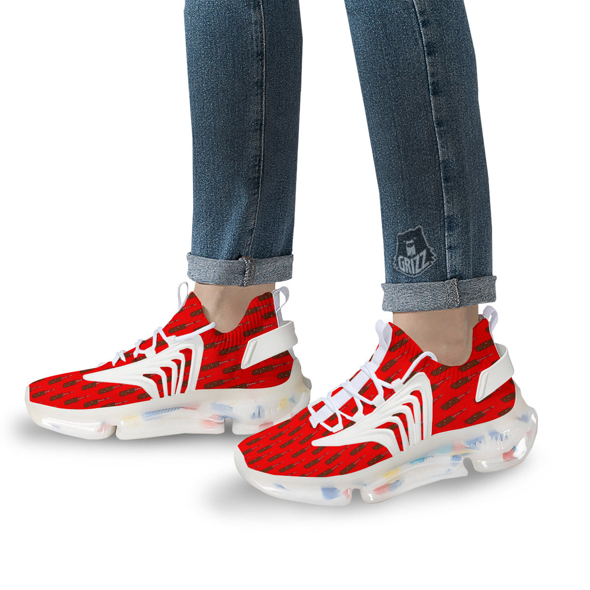 Cola Print Pattern White Gym Shoes-grizzshop