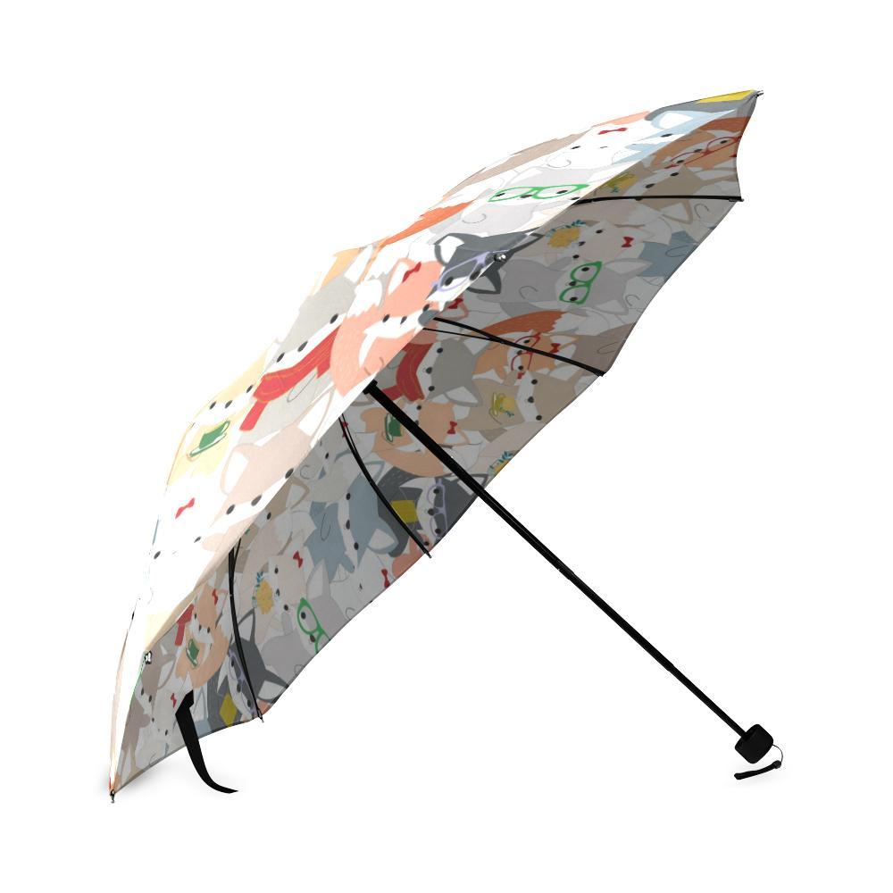 Coloful Fox Pattern Print Foldable Umbrella-grizzshop