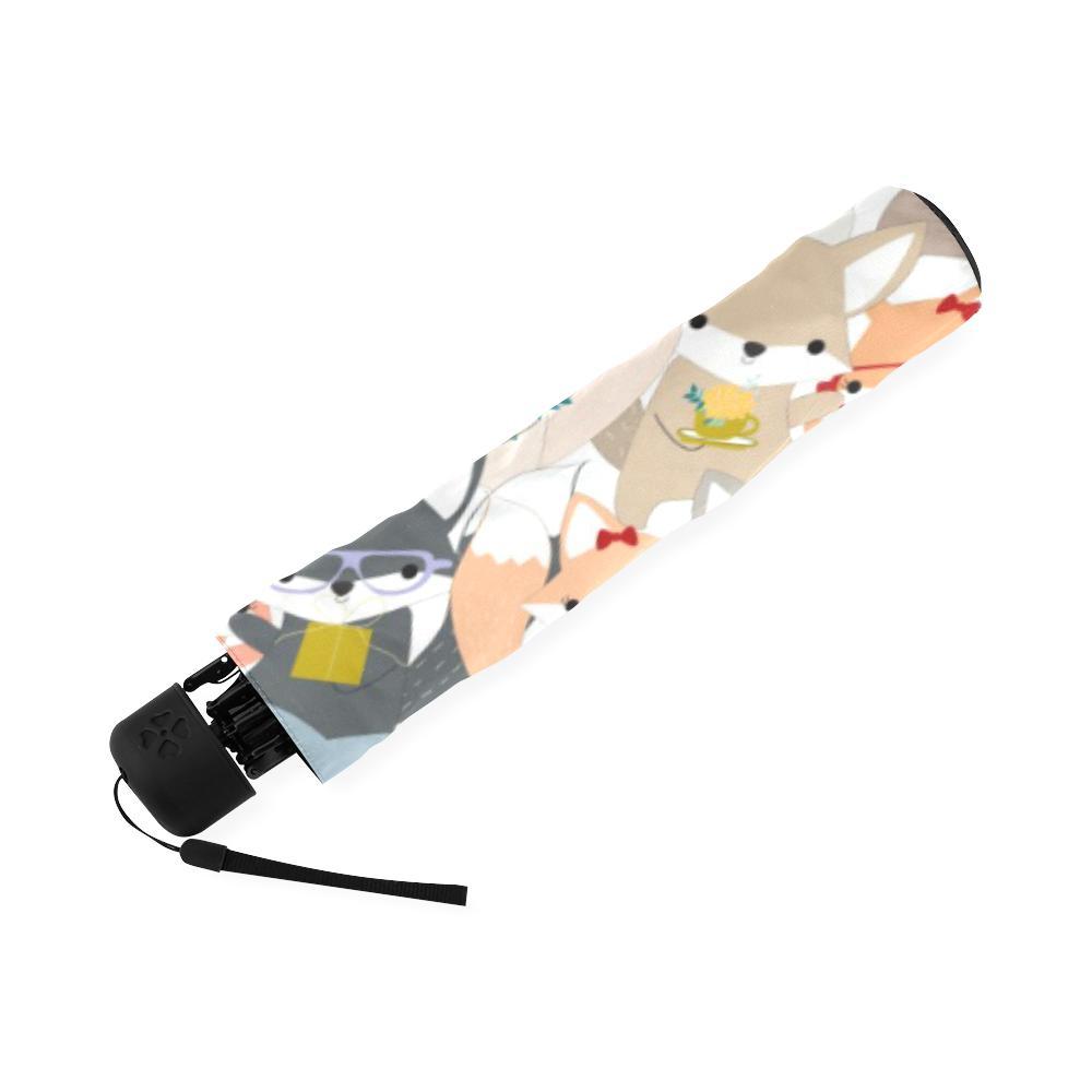 Coloful Fox Pattern Print Foldable Umbrella-grizzshop