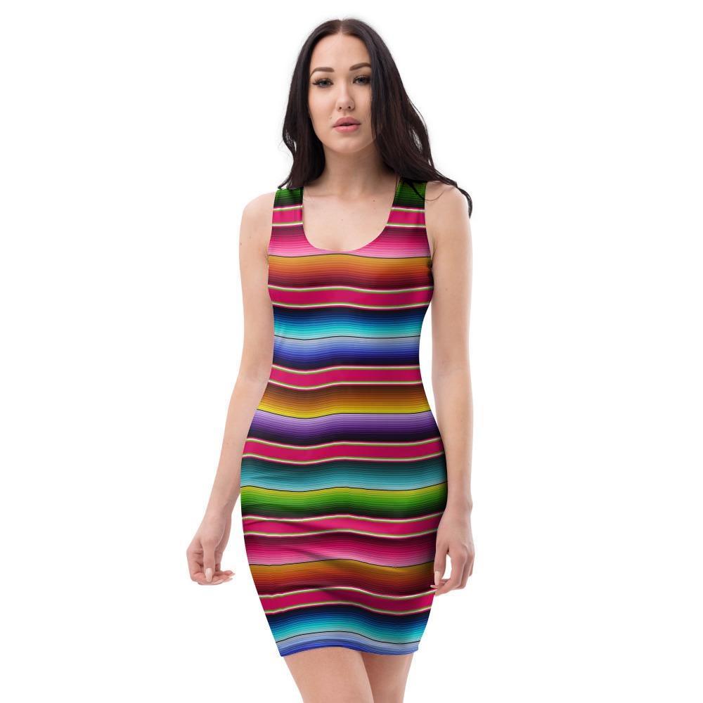 Coloful Mexican Baja Bodycon Dress-grizzshop