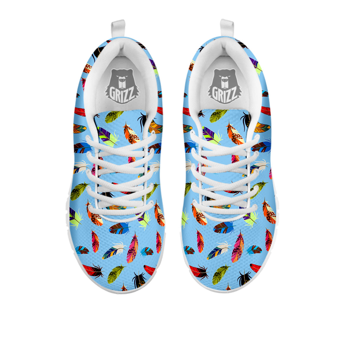 Colored Feathers Print Pattern White Sneaker-grizzshop