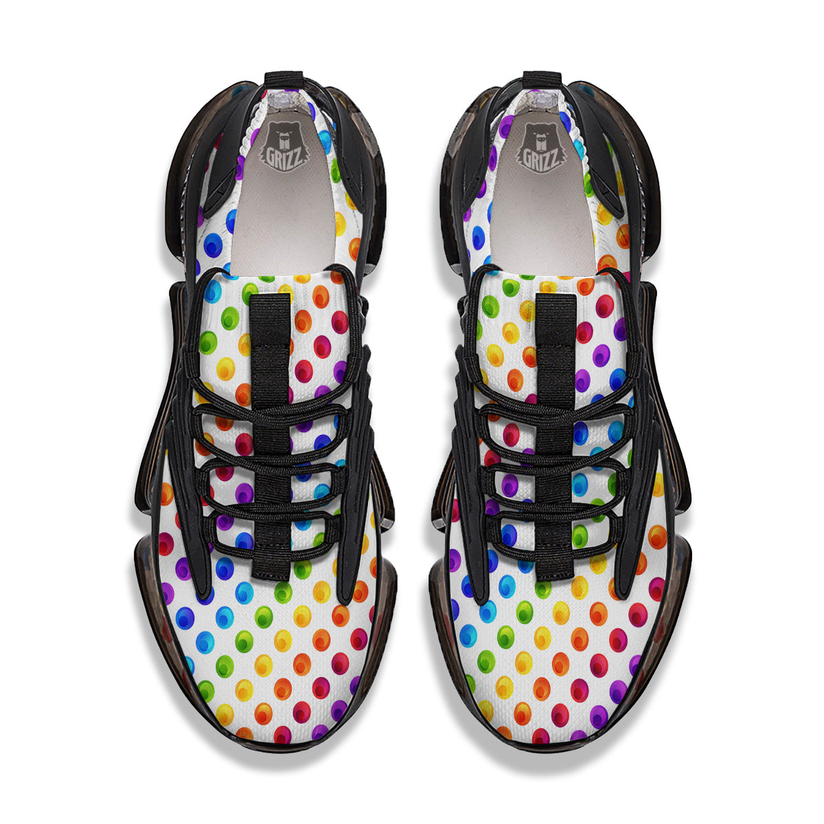 Colored Polka Dots Rainbow Print Pattern Black Gym Shoes-grizzshop