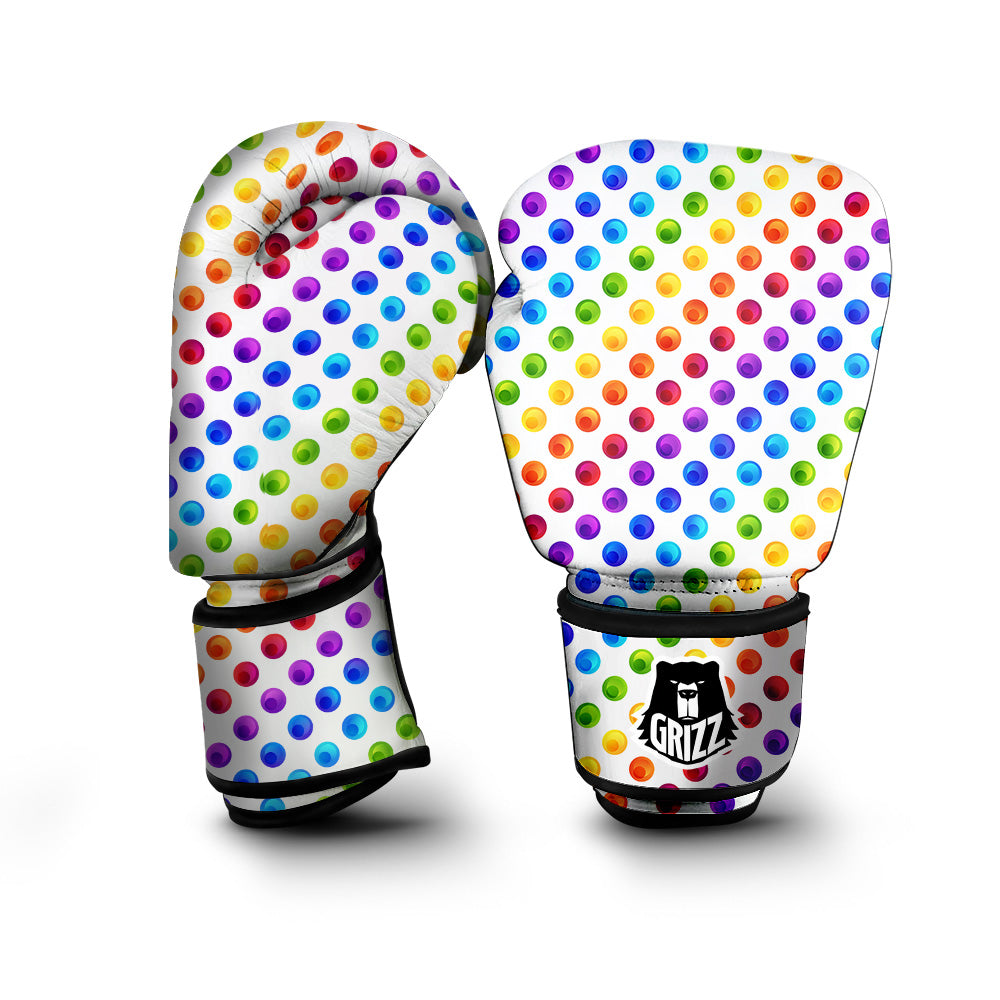 Colored Polka Dots Rainbow Print Pattern Boxing Gloves-grizzshop