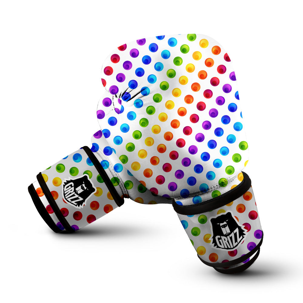 Colored Polka Dots Rainbow Print Pattern Boxing Gloves-grizzshop