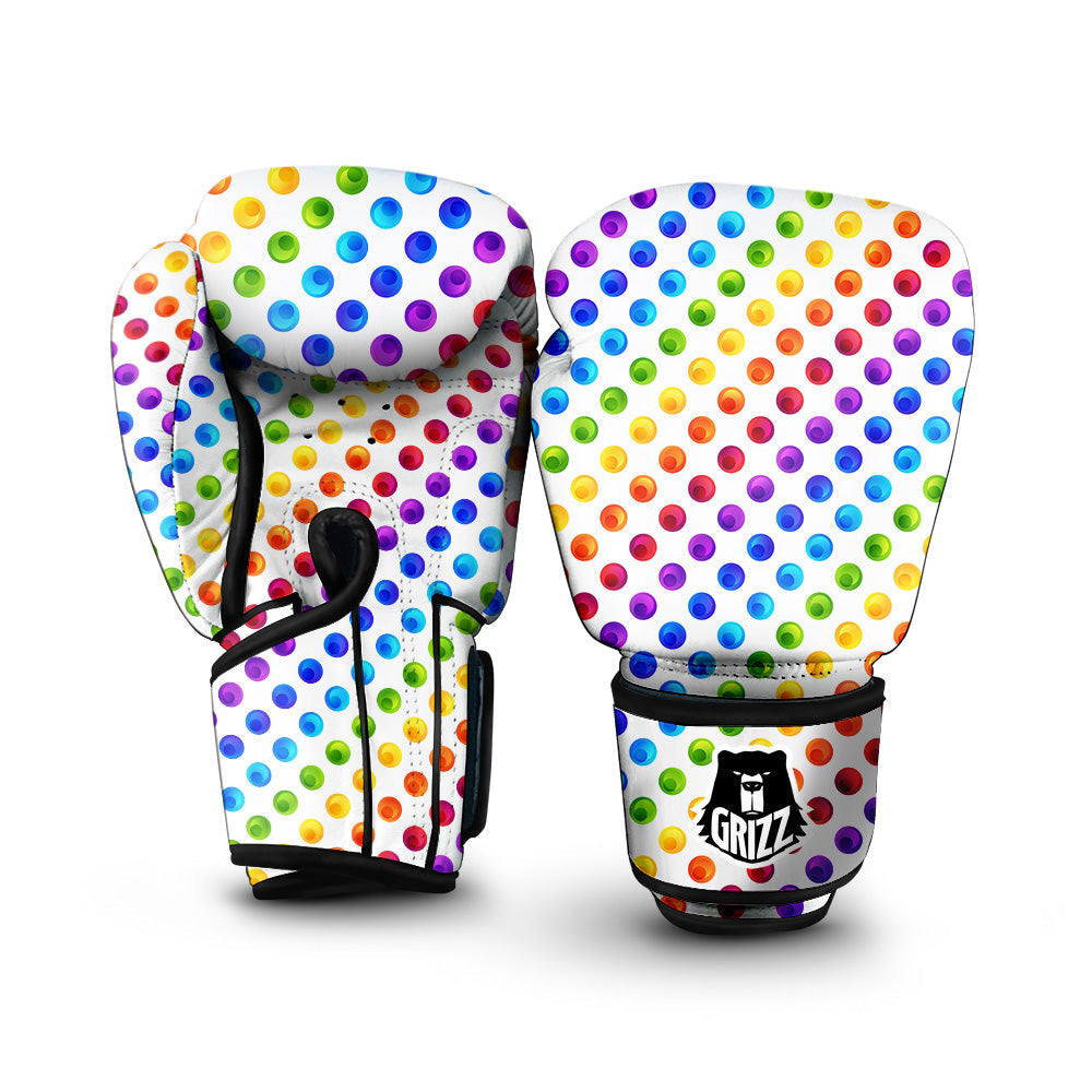 Colored Polka Dots Rainbow Print Pattern Boxing Gloves-grizzshop